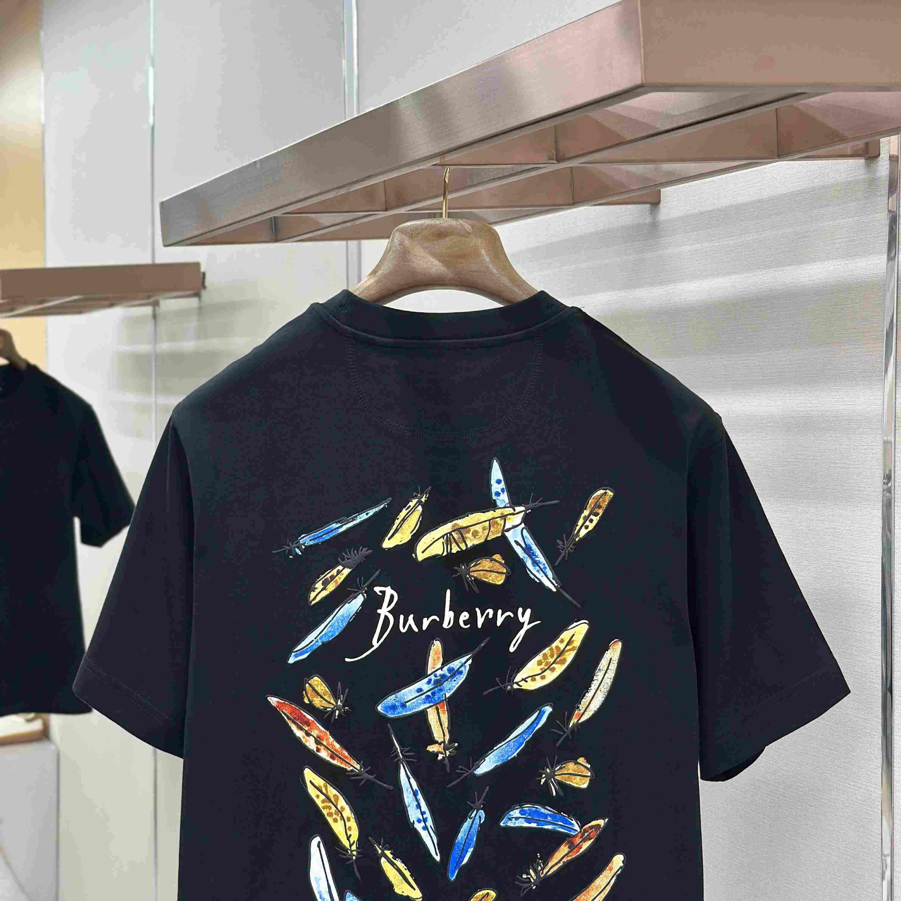 Burberry Feather Print Cotton T-shirt   'Black' - DopestKickz