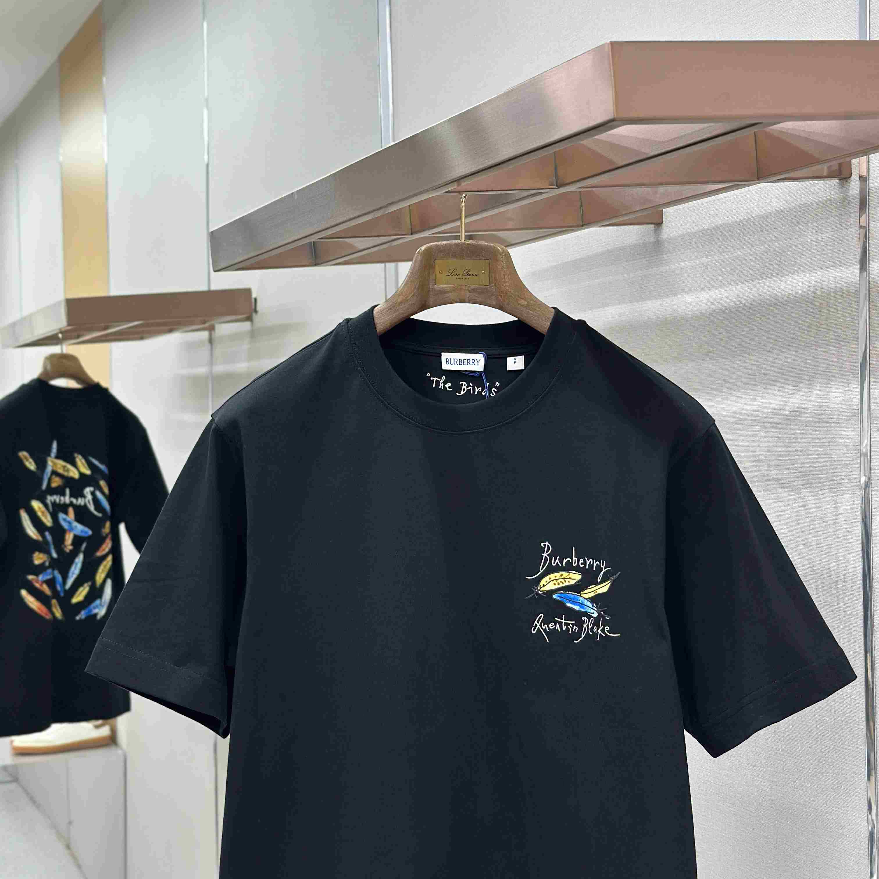 Burberry Feather Print Cotton T-shirt   'Black' - DopestKickz