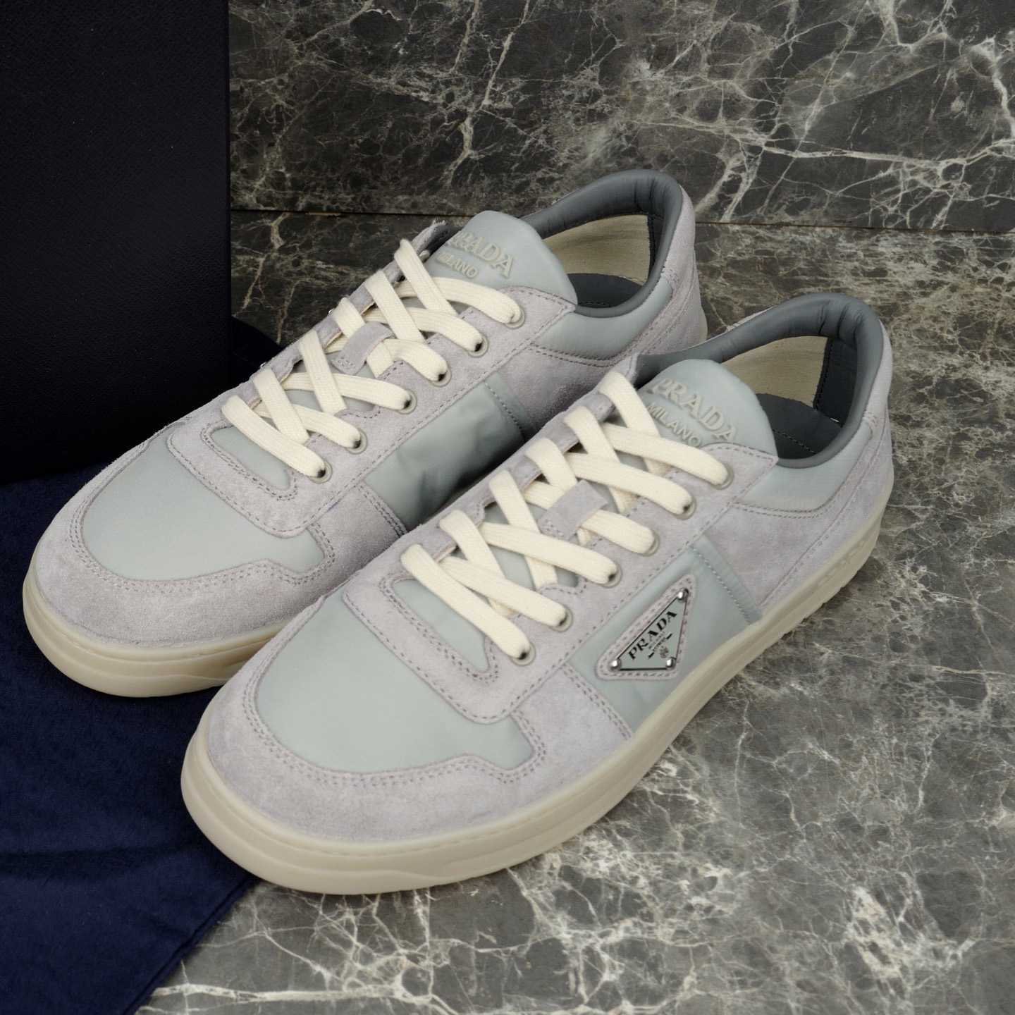 Prada Downtown Re-Nylon And Suede Sneakers - DopestKickz
