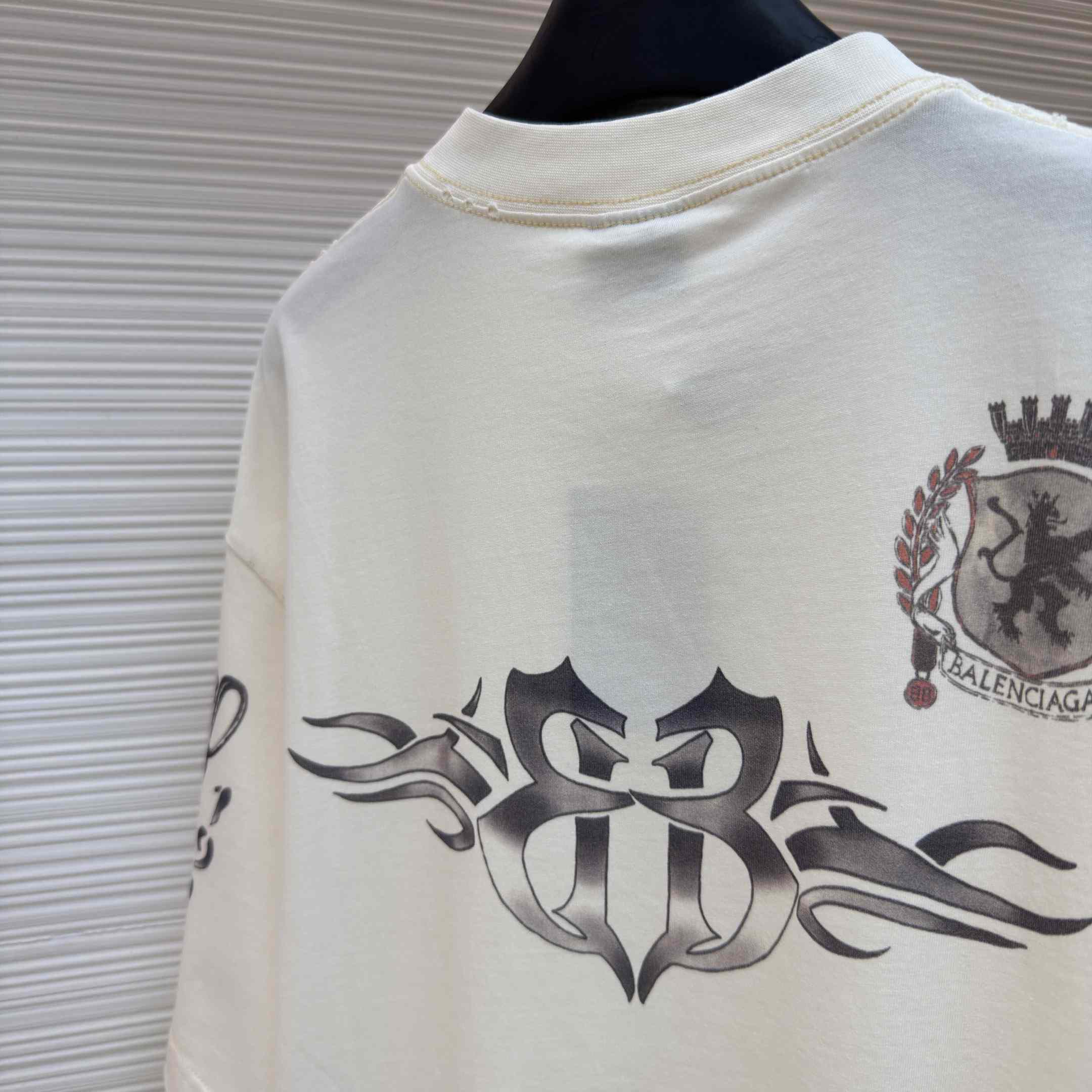 Balenciaga Tattoo Medium Fit T-shirt In Cream - DopestKickz
