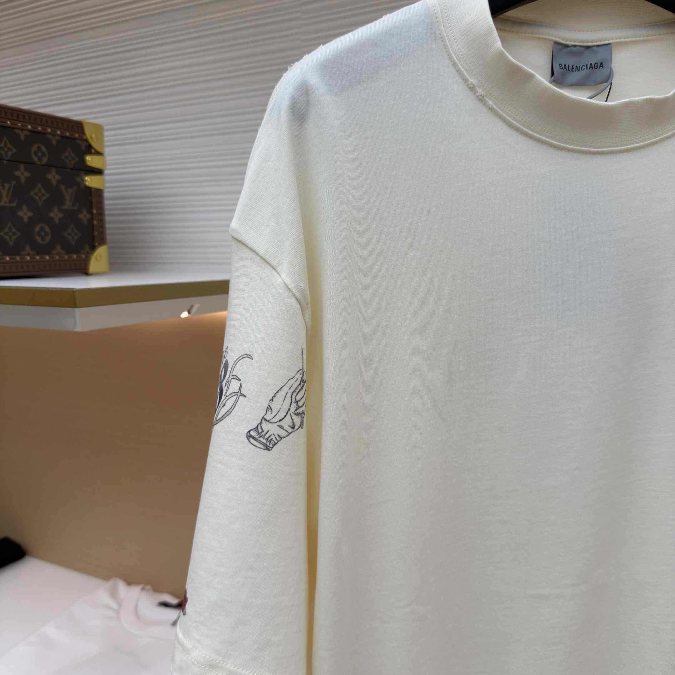 Balenciaga Tattoo Medium Fit T-shirt In Cream - DopestKickz