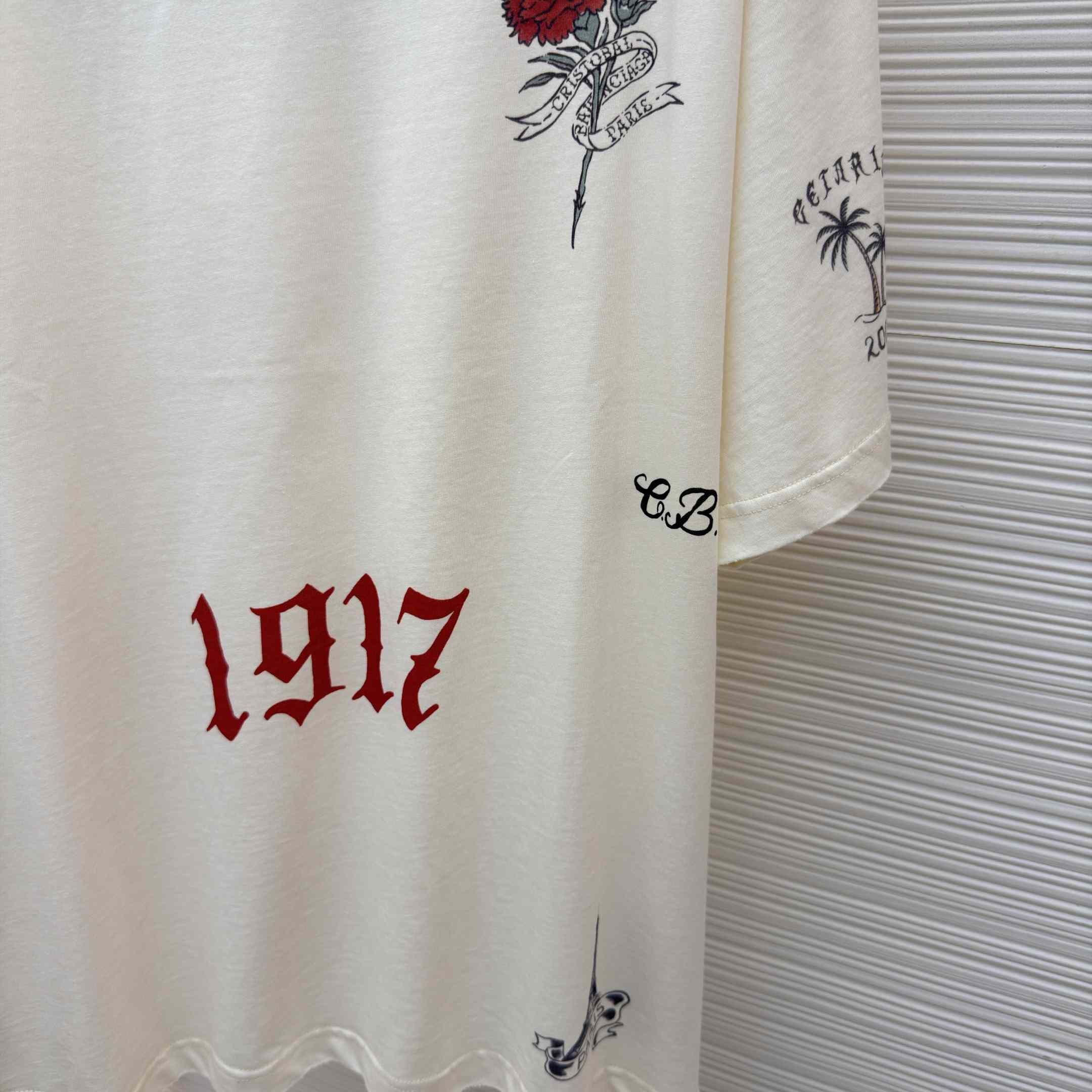 Balenciaga Tattoo Medium Fit T-shirt In Cream - DopestKickz
