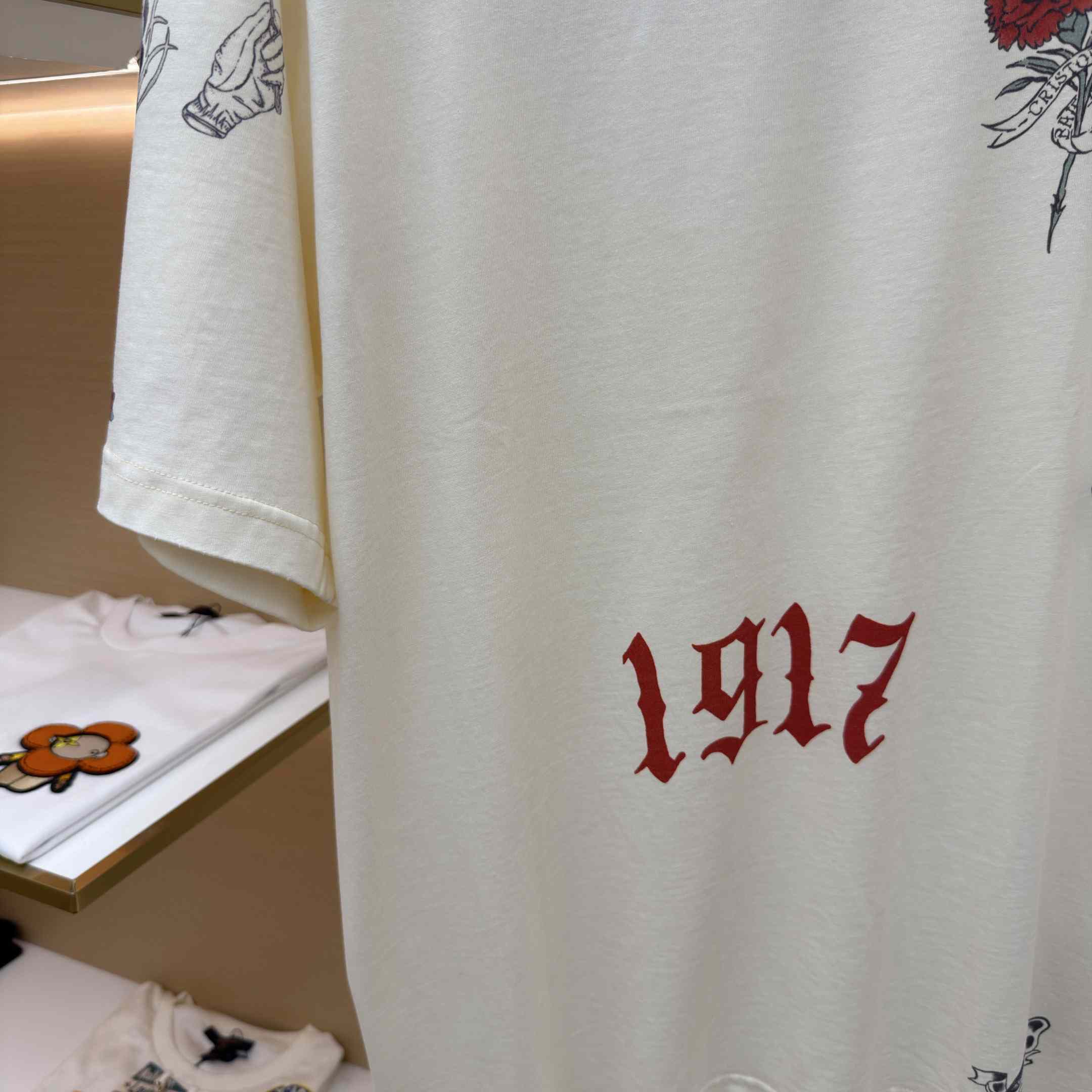 Balenciaga Tattoo Medium Fit T-shirt In Cream - DopestKickz
