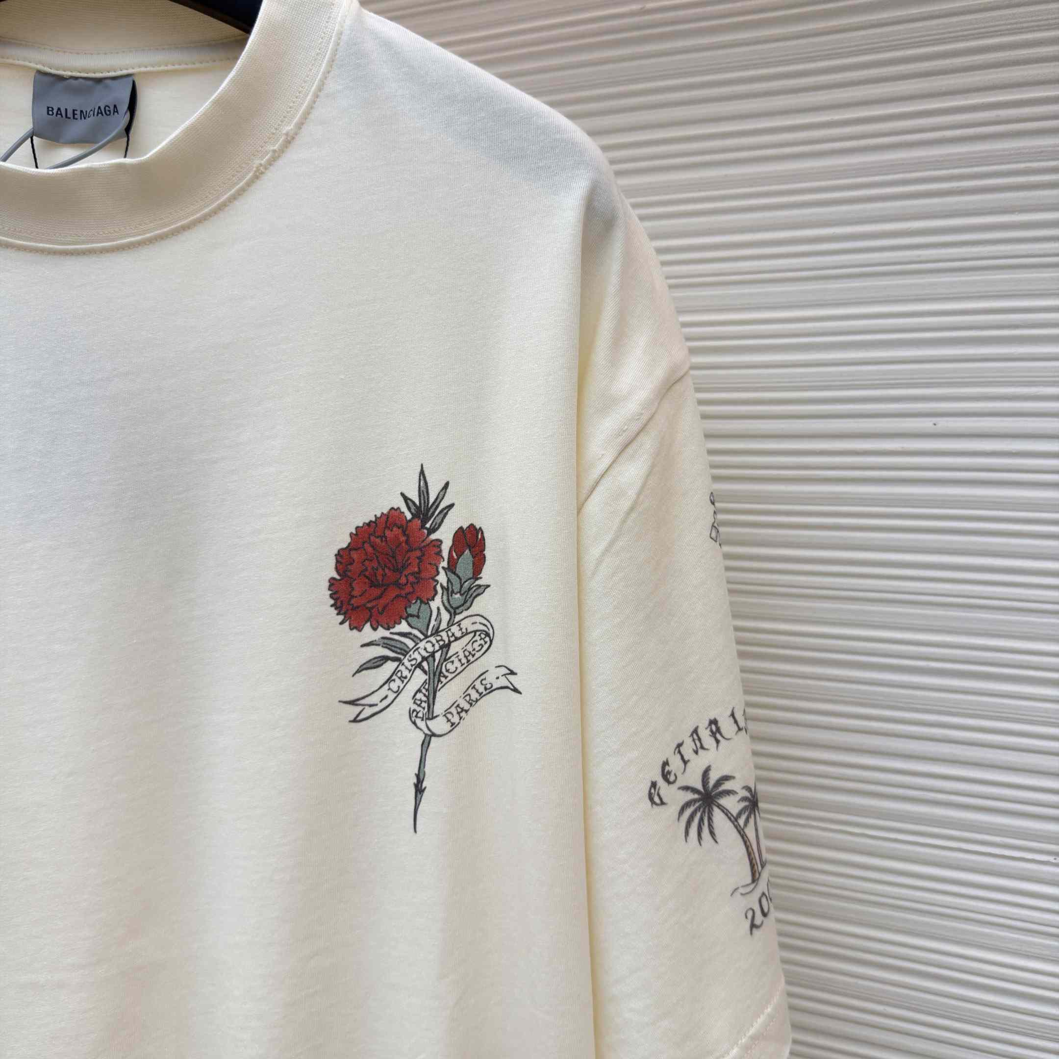 Balenciaga Tattoo Medium Fit T-shirt In Cream - DopestKickz