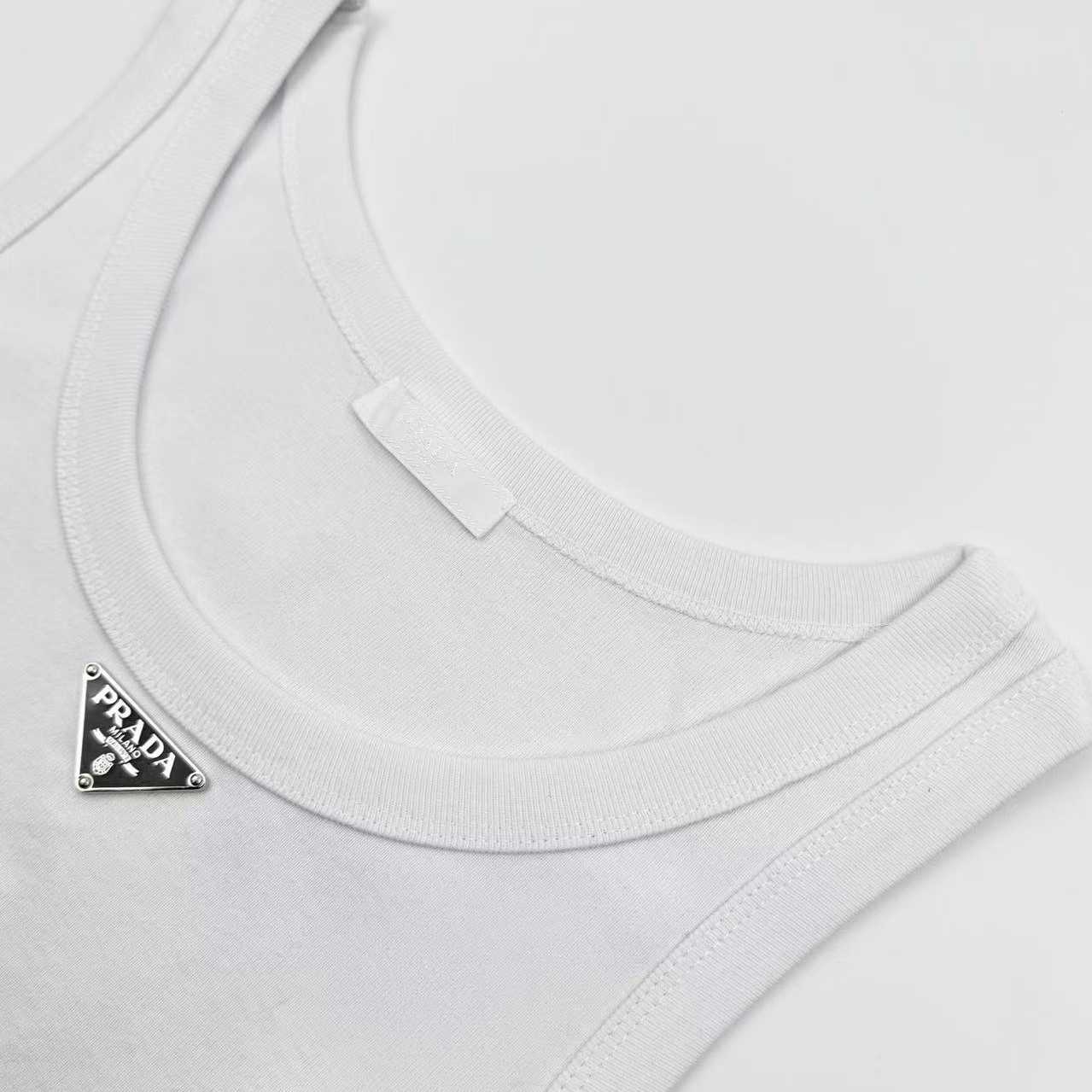 Prada Men's Black Logo Plaque Tank Top - DopestKickz