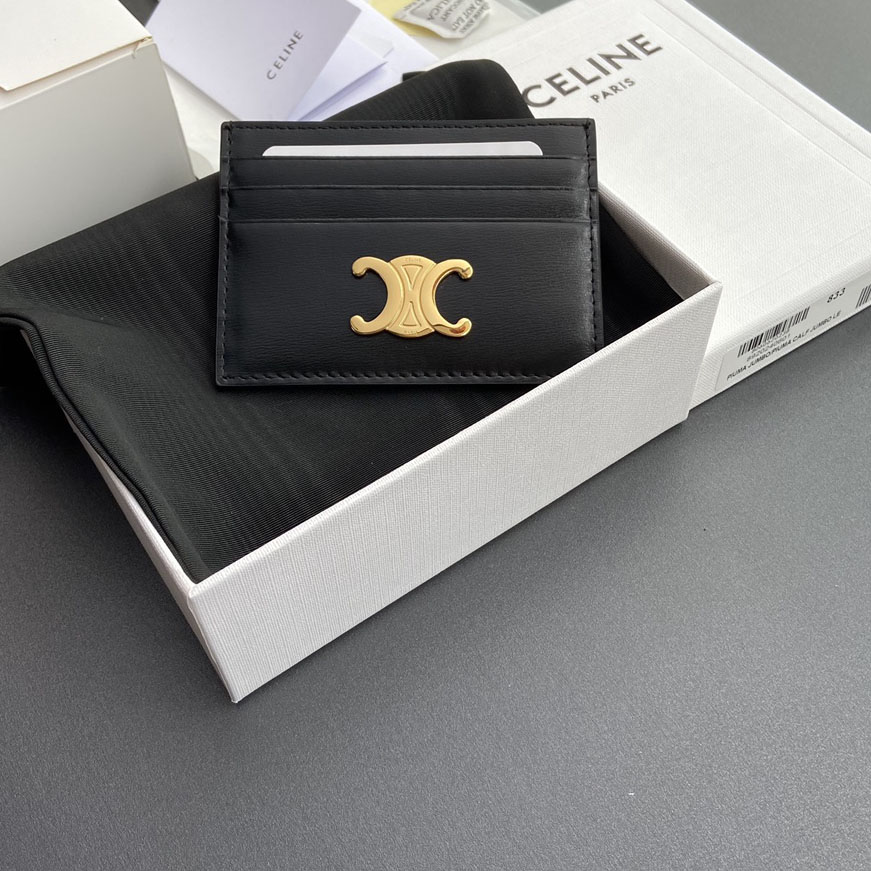 Celine Card Holder Triomphe In Shiny Calfskin  - DopestKickz