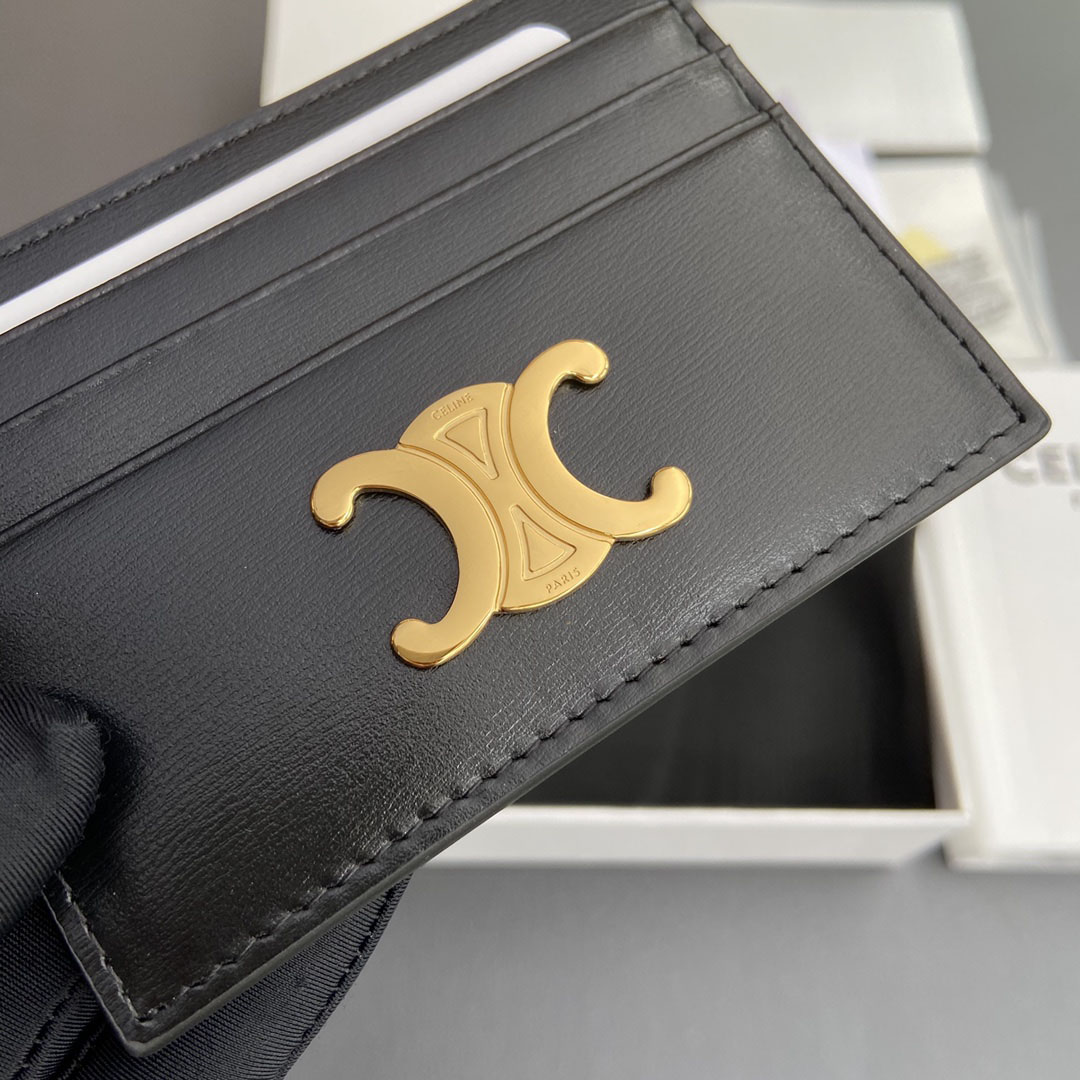 Celine Card Holder Triomphe In Shiny Calfskin  - DopestKickz