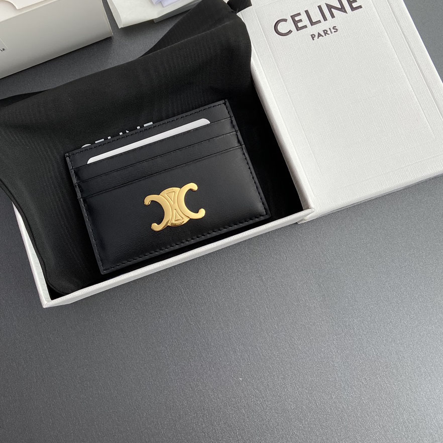 Celine Card Holder Triomphe In Shiny Calfskin  - DopestKickz
