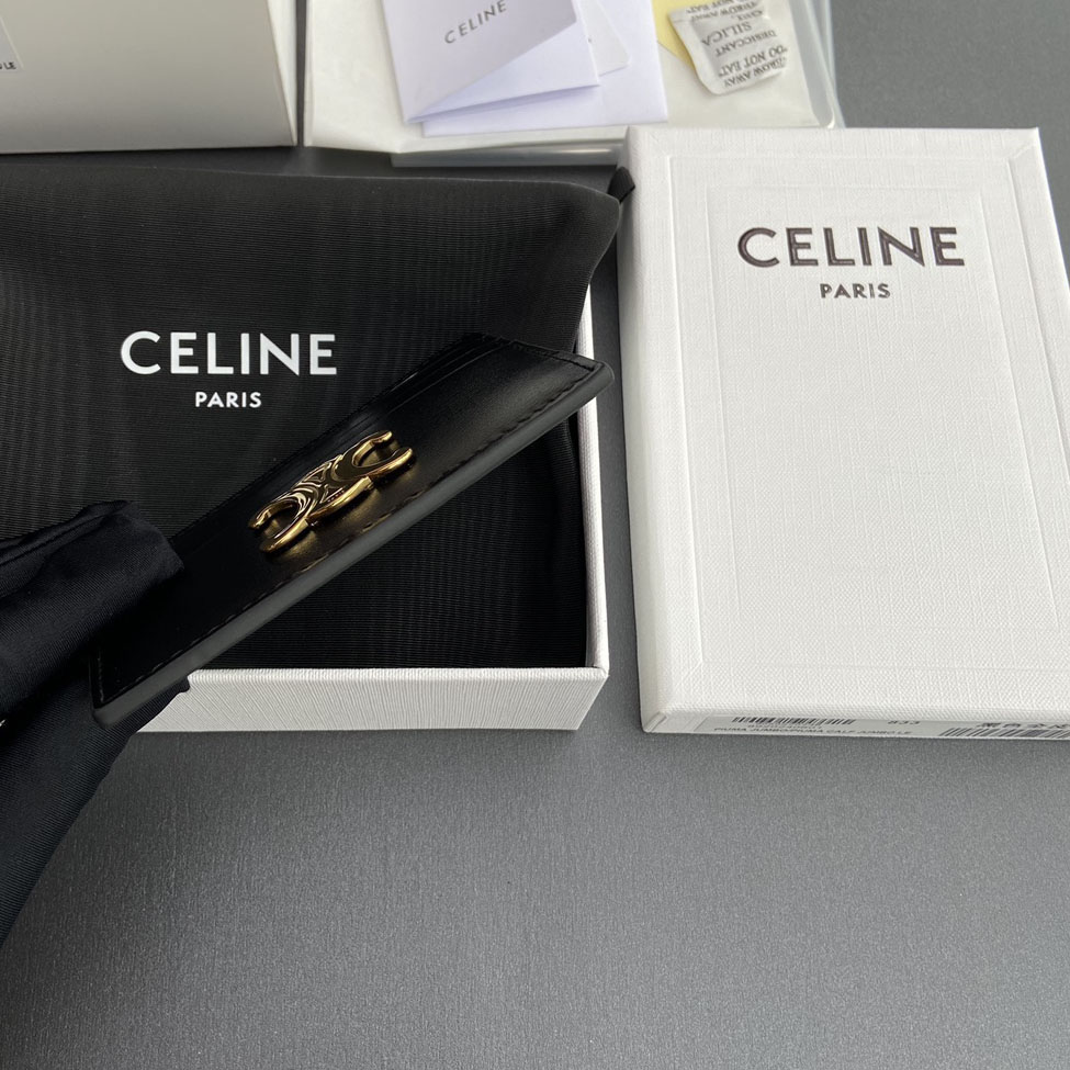 Celine Card Holder Triomphe In Shiny Calfskin  - DopestKickz