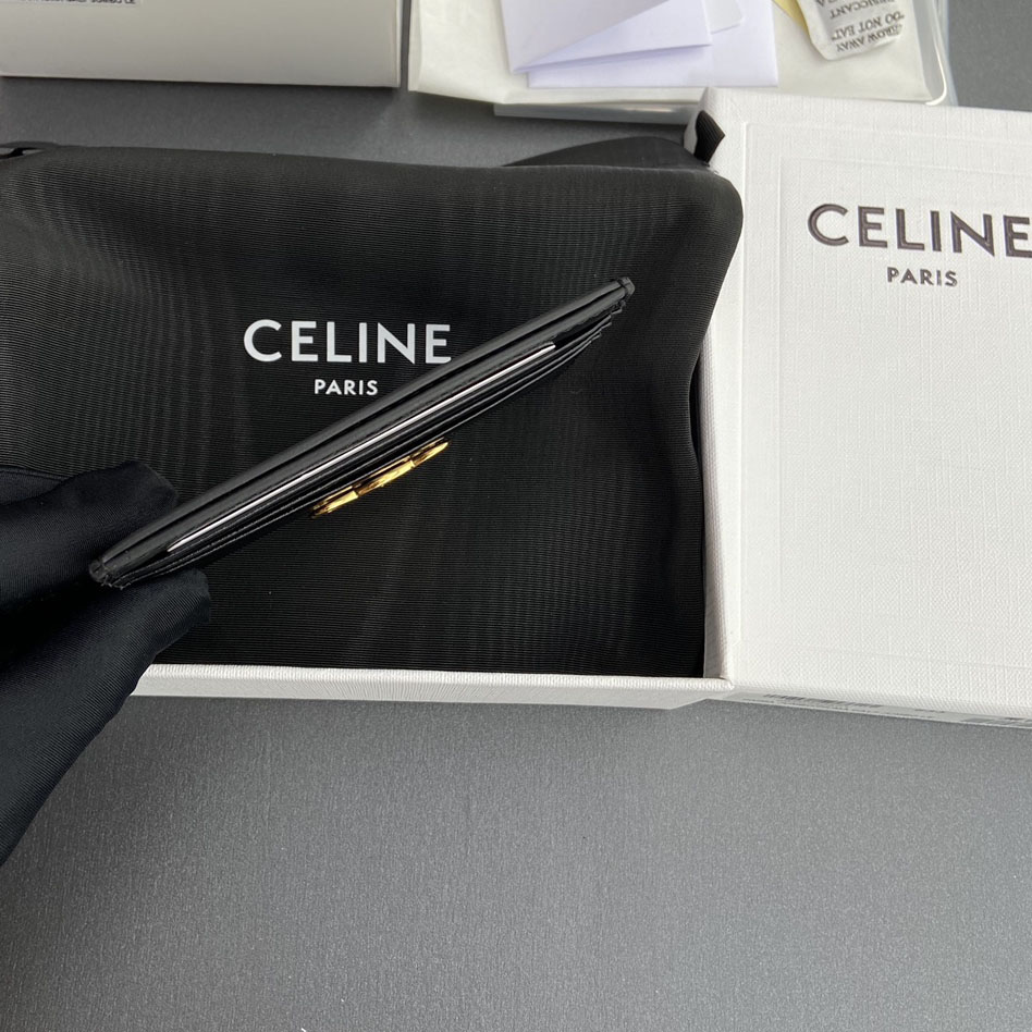 Celine Card Holder Triomphe In Shiny Calfskin  - DopestKickz