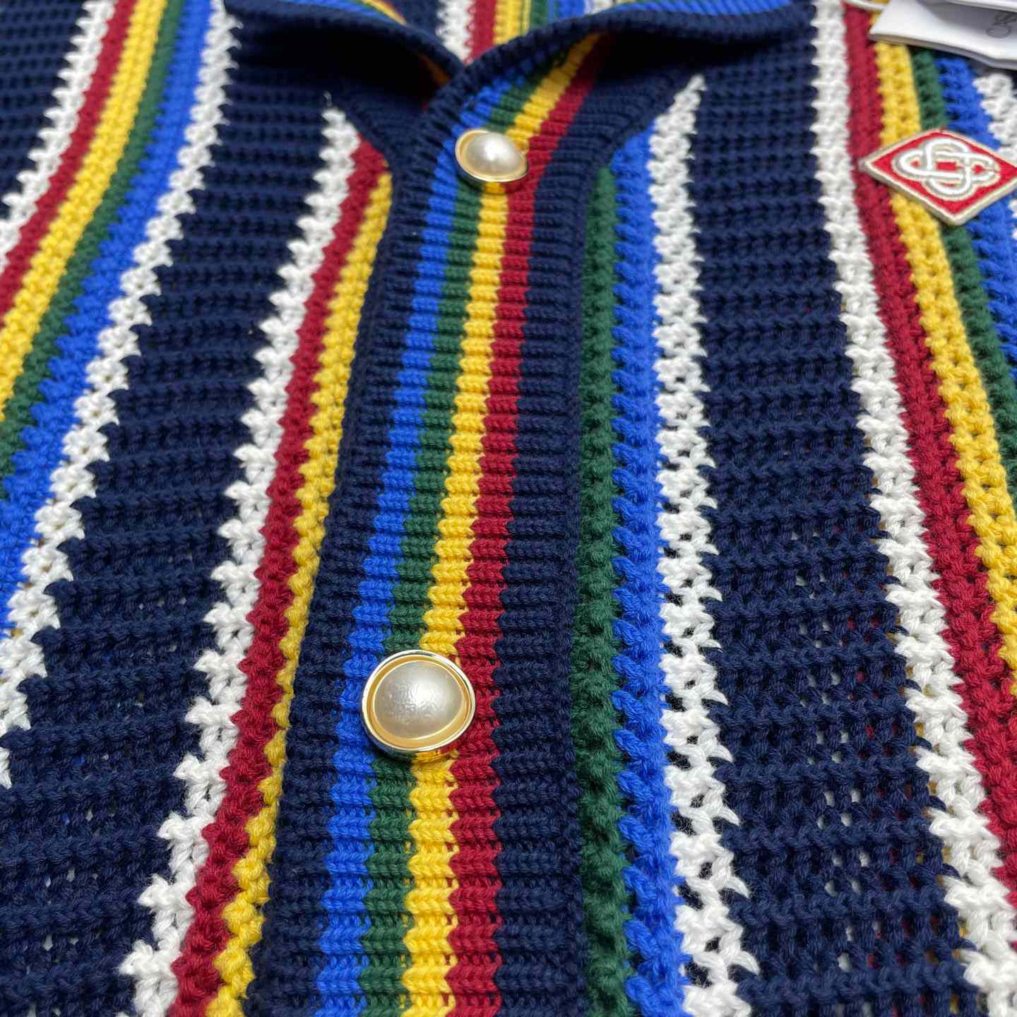 Casablanca Crochet Short Sleeve Stripe Shirt Z6023 - DopestKickz