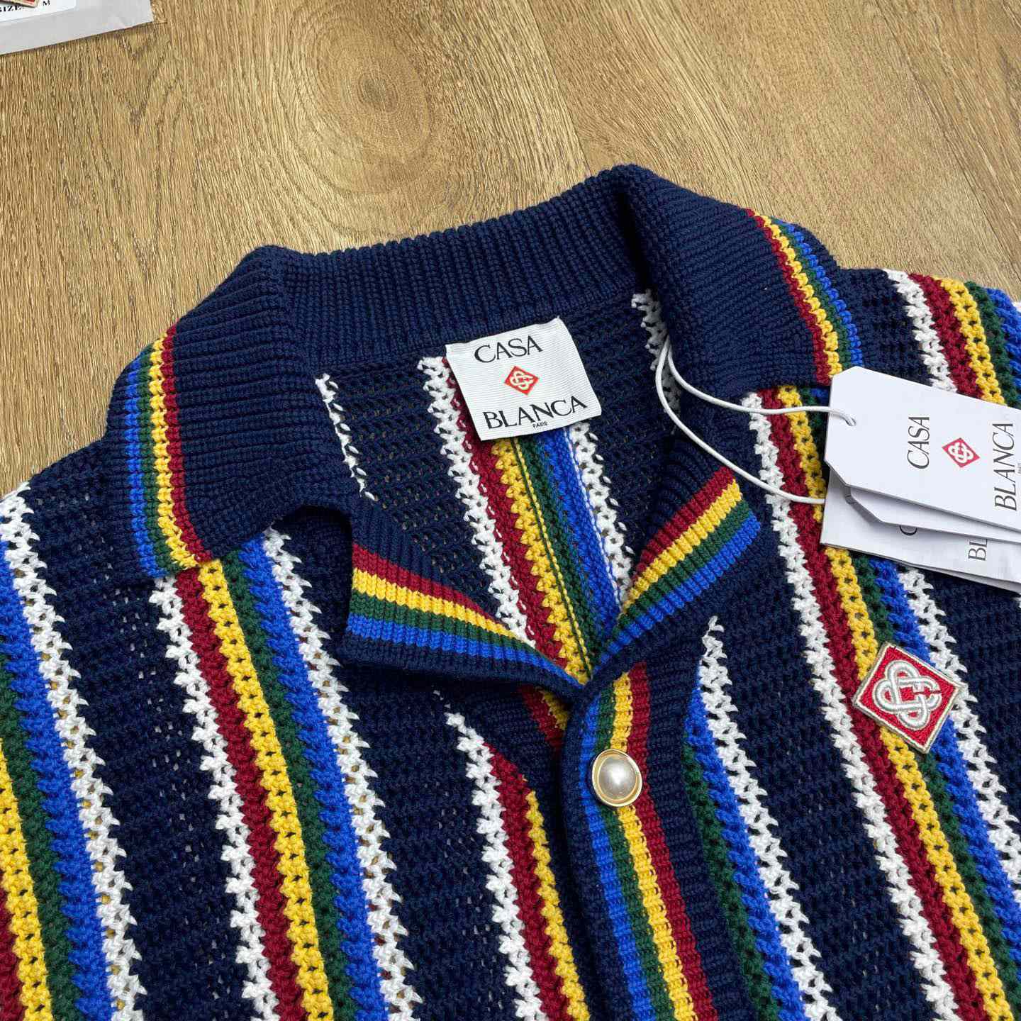 Casablanca Crochet Short Sleeve Stripe Shirt Z6023 - DopestKickz