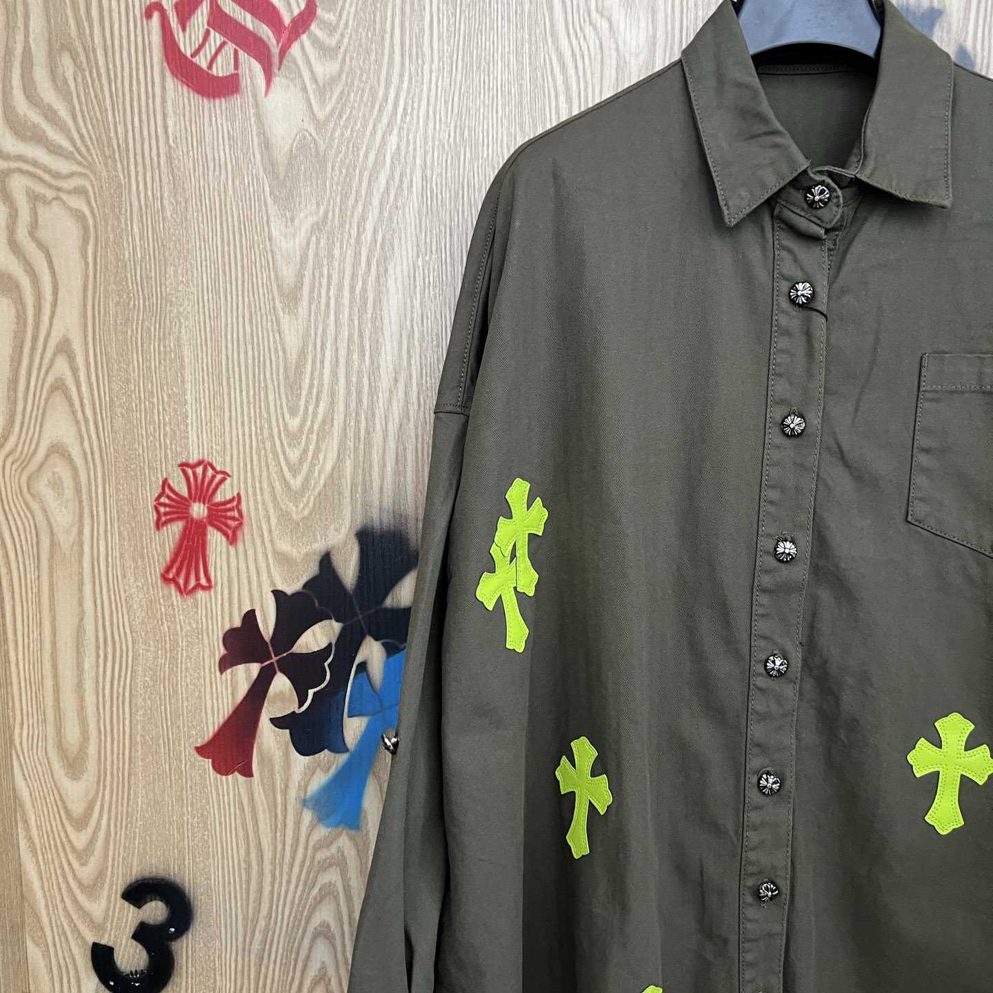 Chrome Hearts  Oversized Cross Patch Shirt - DopestKickz