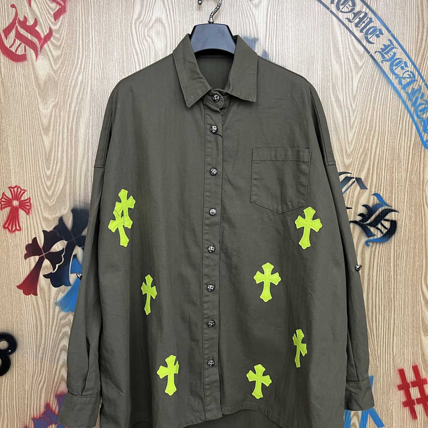 Chrome Hearts  Oversized Cross Patch Shirt - DopestKickz