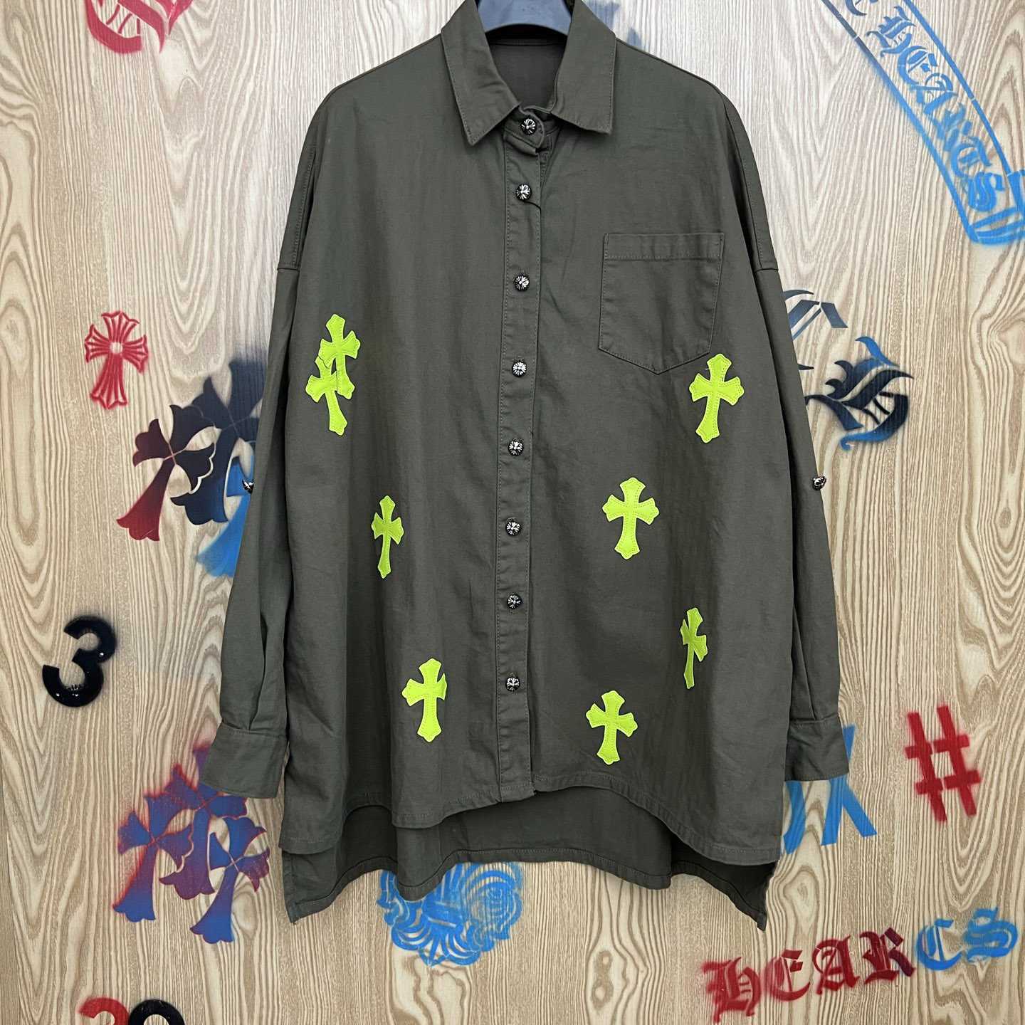 Chrome Hearts  Oversized Cross Patch Shirt - DopestKickz