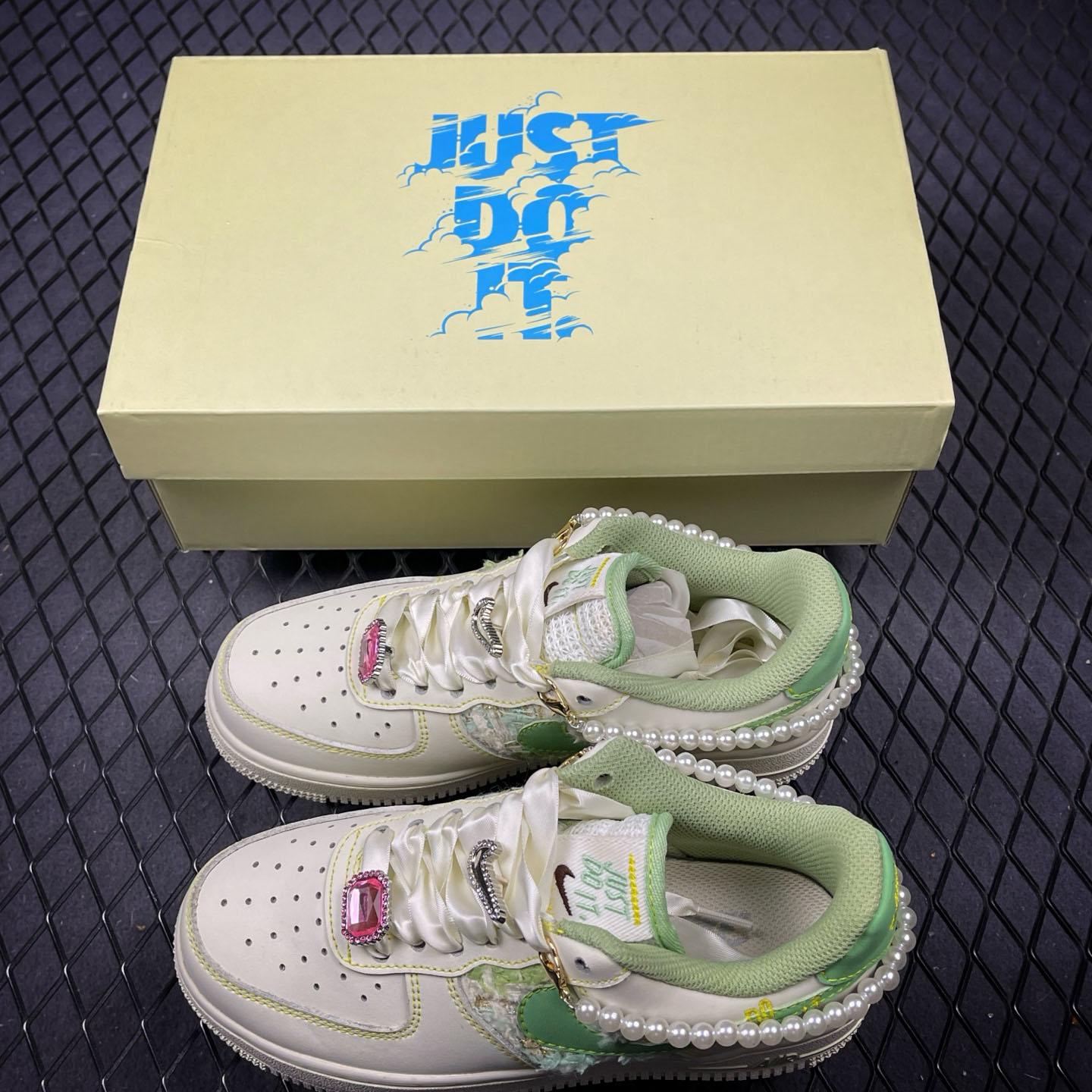 NIKE Air Force 1'07 Low Jade Pearl Canvas  FJ7740-111 - DopestKickz
