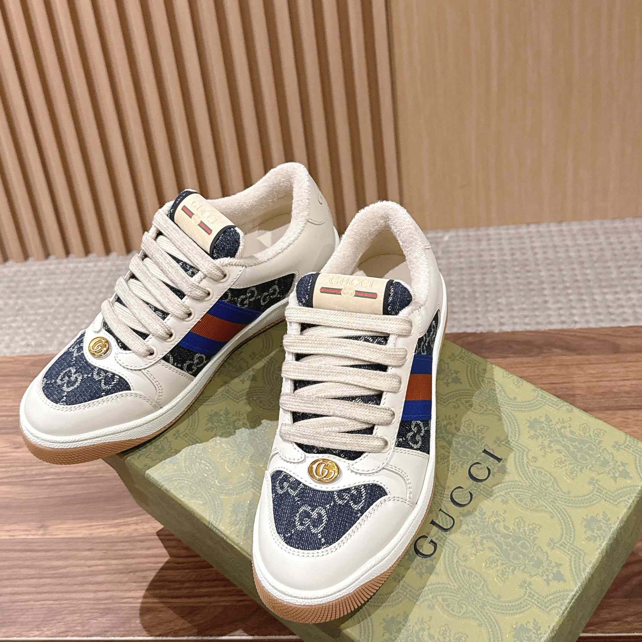 Gucci Screener 'GG Canvas - Denim Ivory' - DopestKickz
