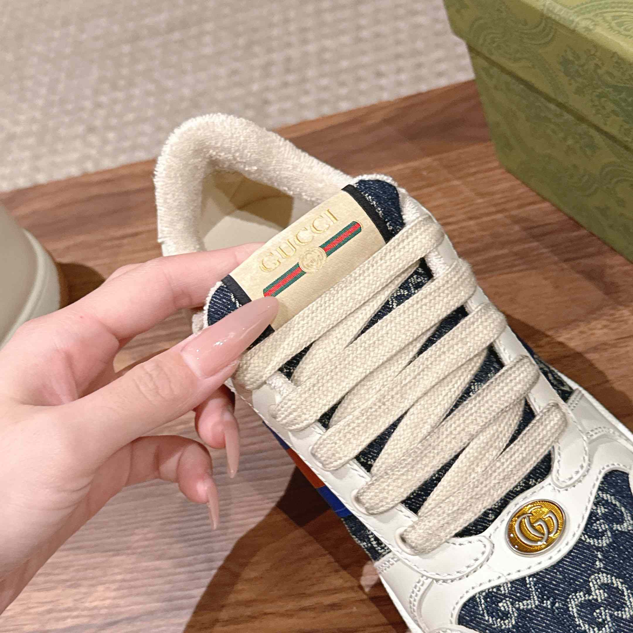 Gucci Screener 'GG Canvas - Denim Ivory' - DopestKickz