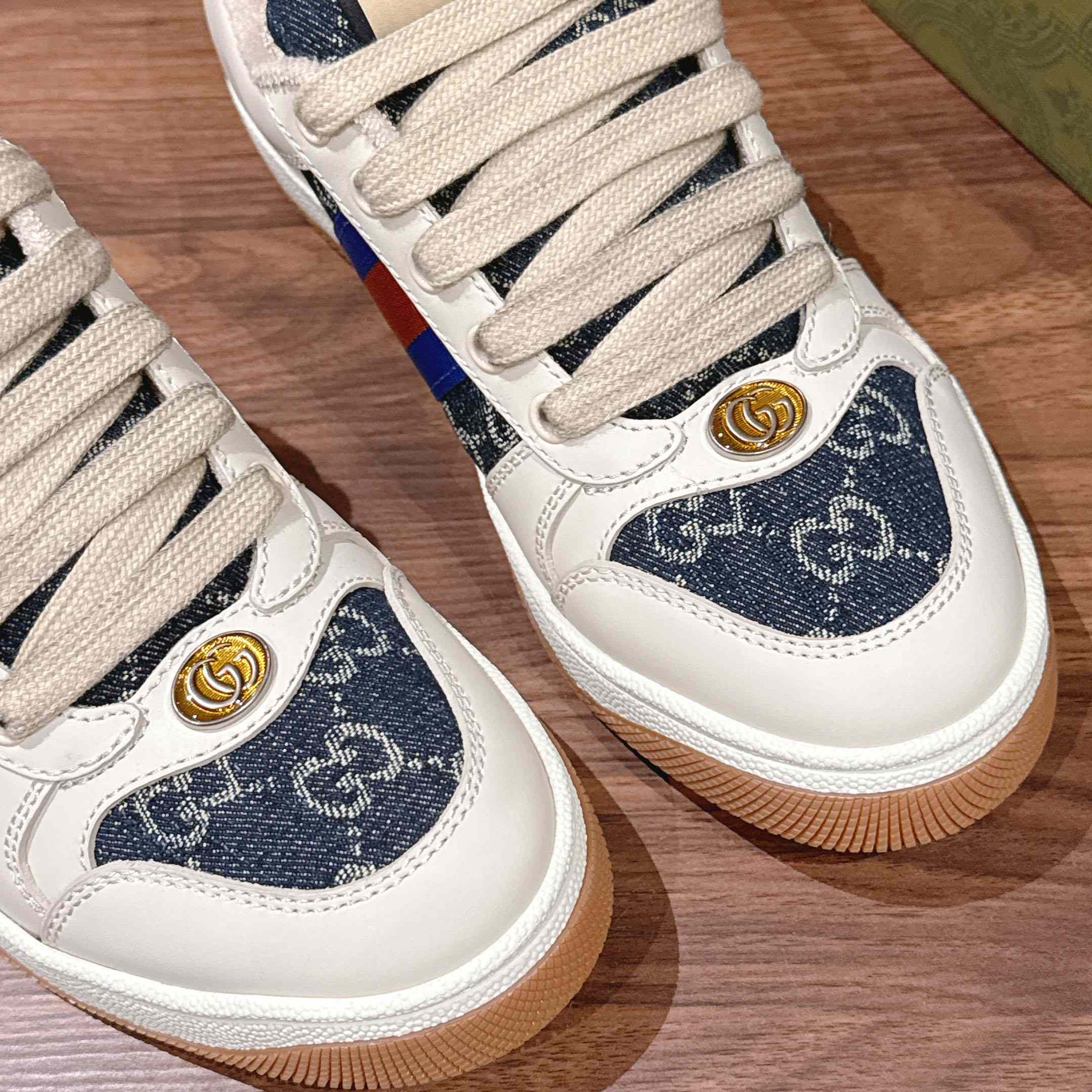 Gucci Screener 'GG Canvas - Denim Ivory' - DopestKickz