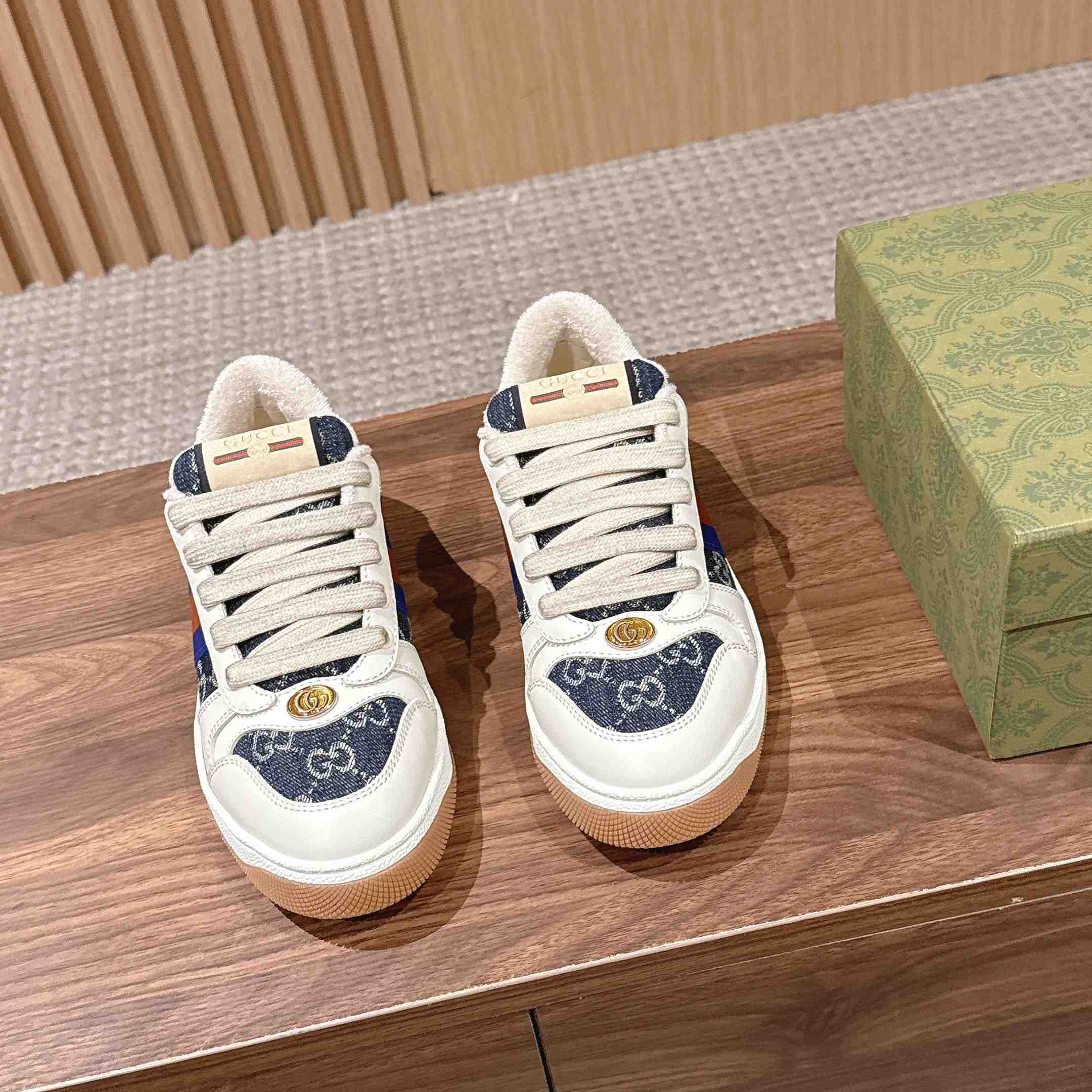 Gucci Screener 'GG Canvas - Denim Ivory' - DopestKickz
