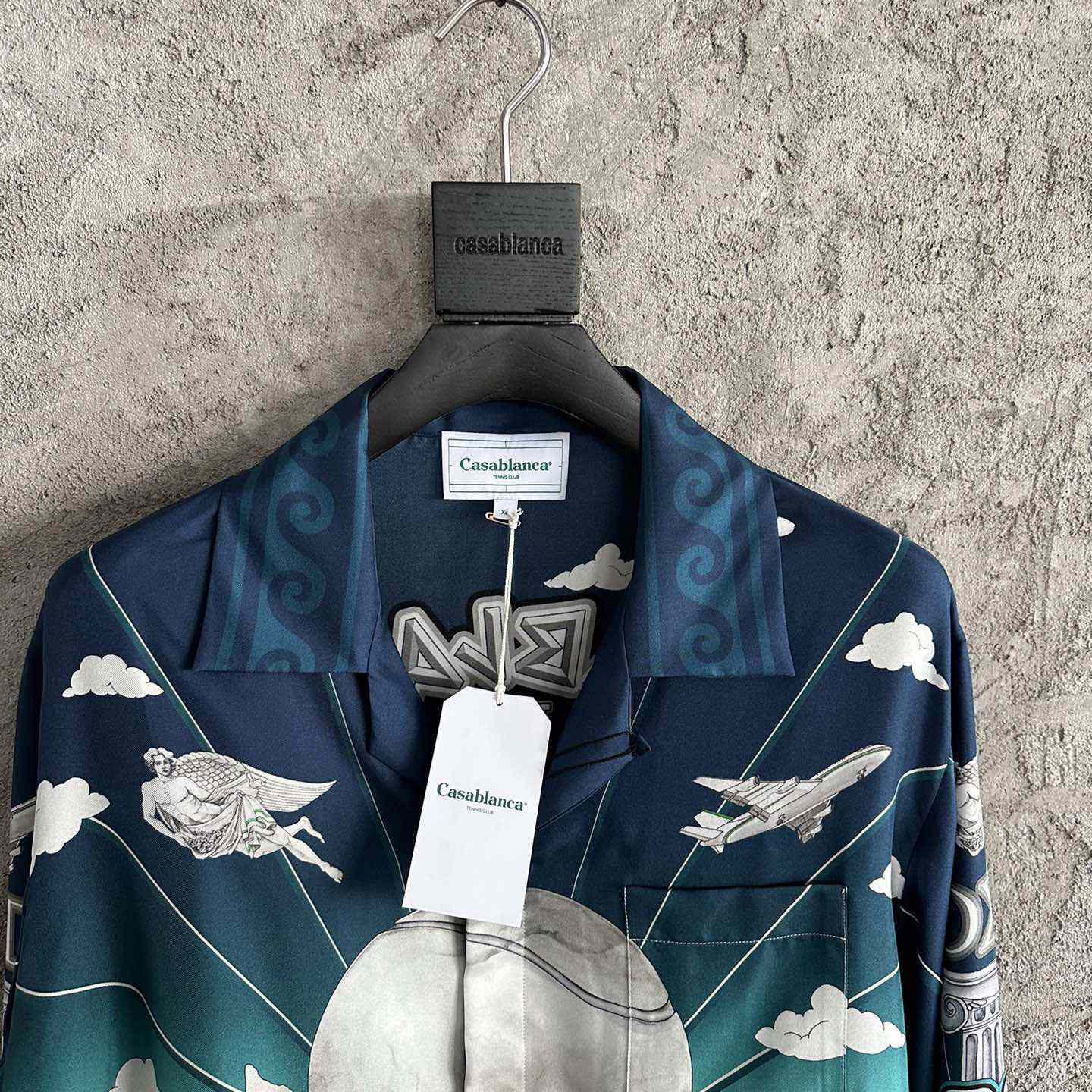 Casablanca Le Temple Du Sport Long Sleeve Silk Shirt - DopestKickz