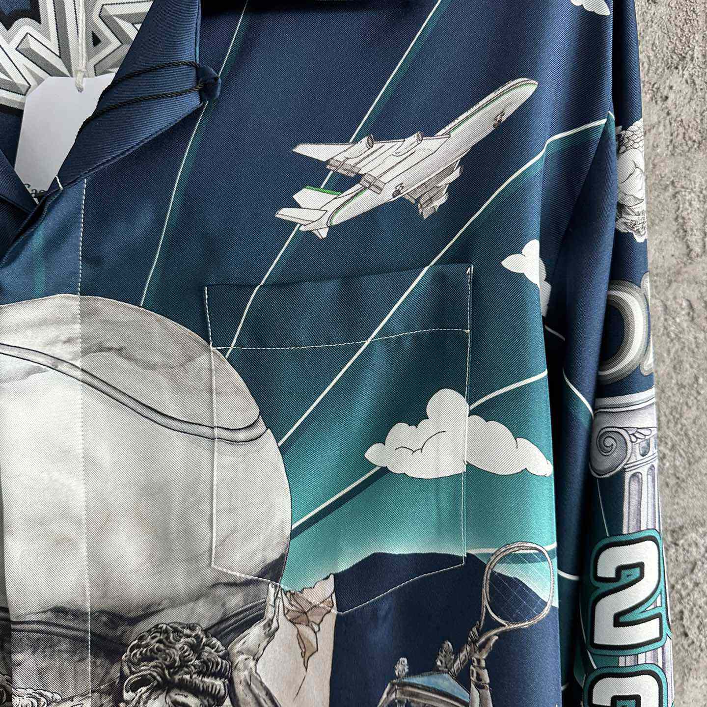 Casablanca Le Temple Du Sport Long Sleeve Silk Shirt - DopestKickz