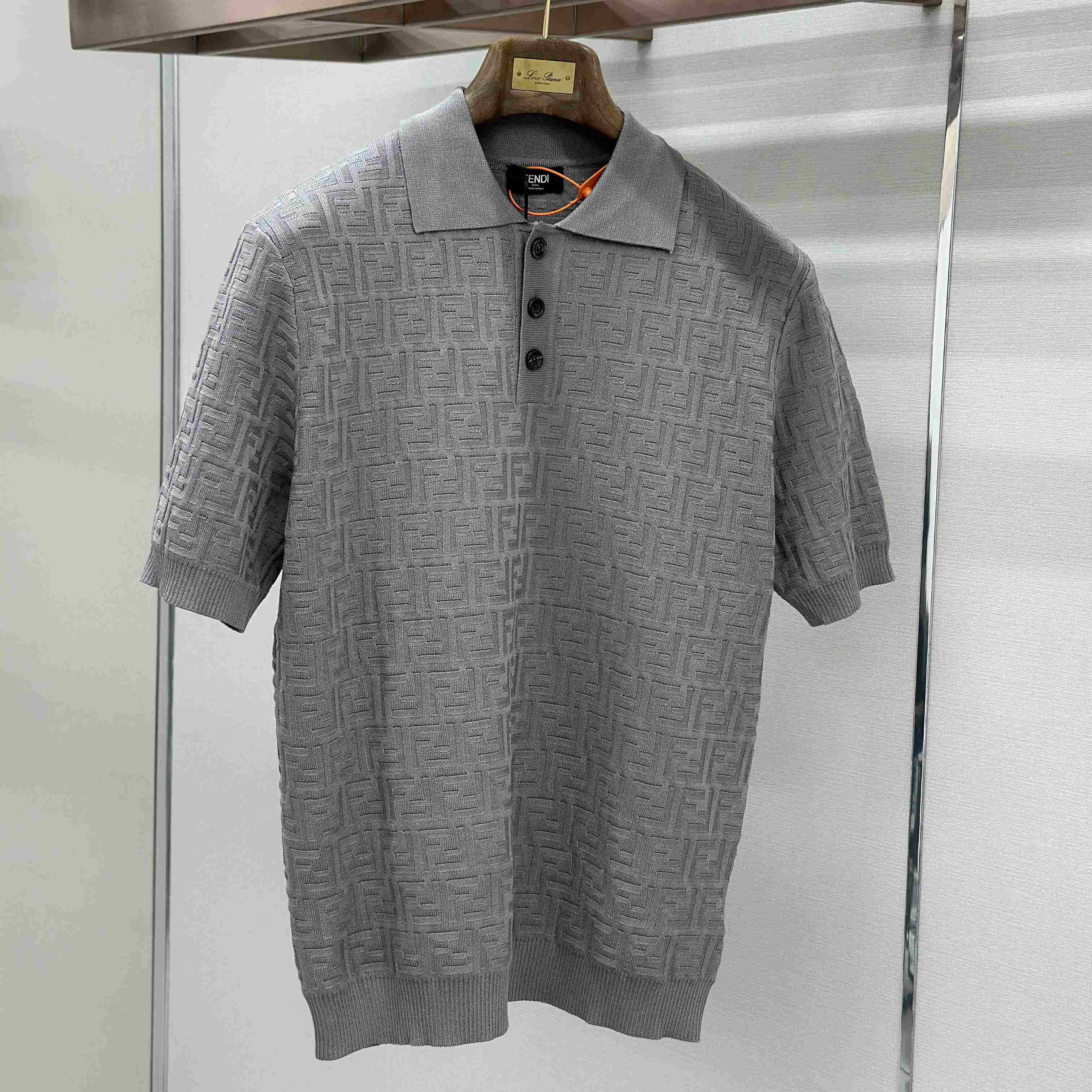 Fendi  Grey FF Cotton Polo Shirt  - DopestKickz