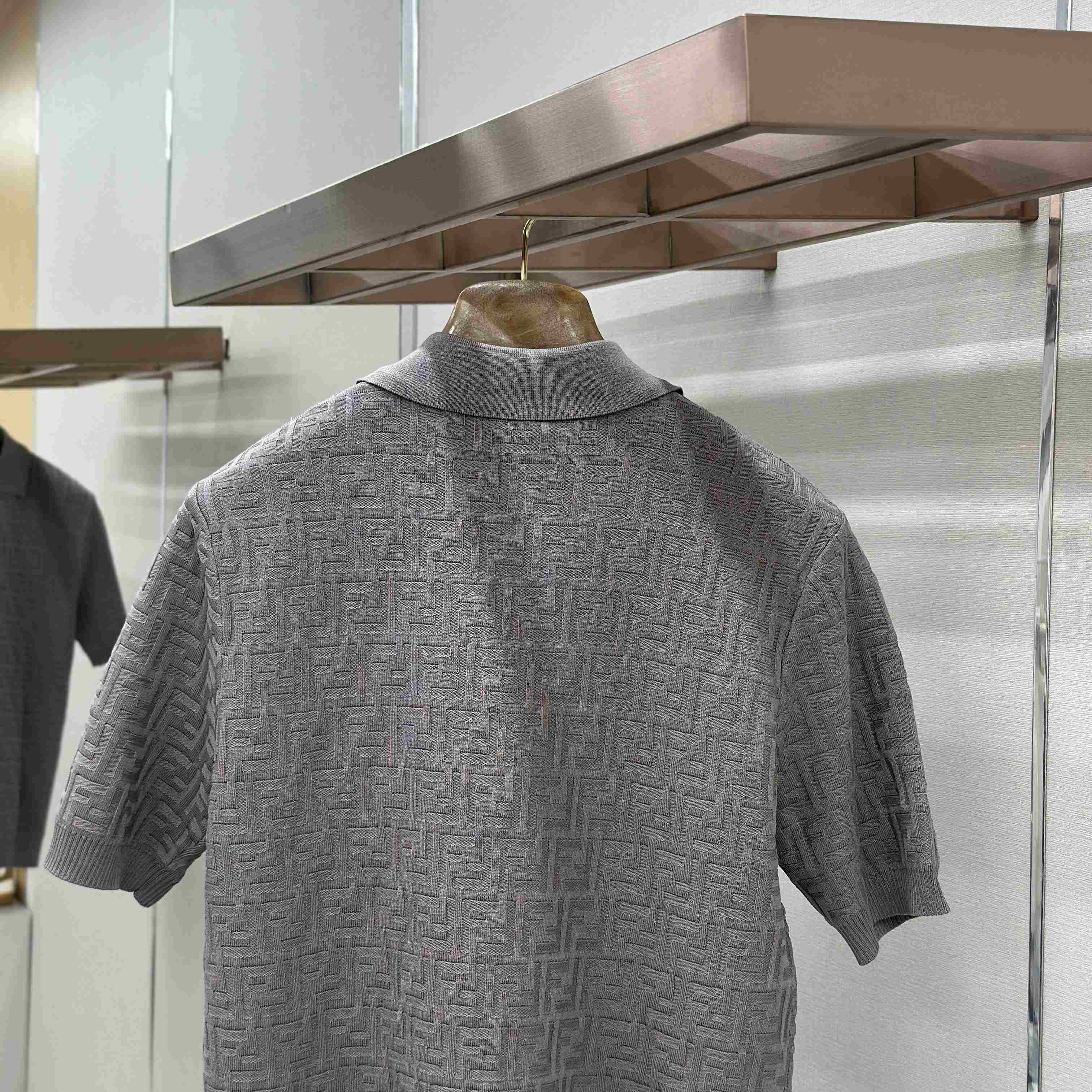 Fendi  Grey FF Cotton Polo Shirt  - DopestKickz