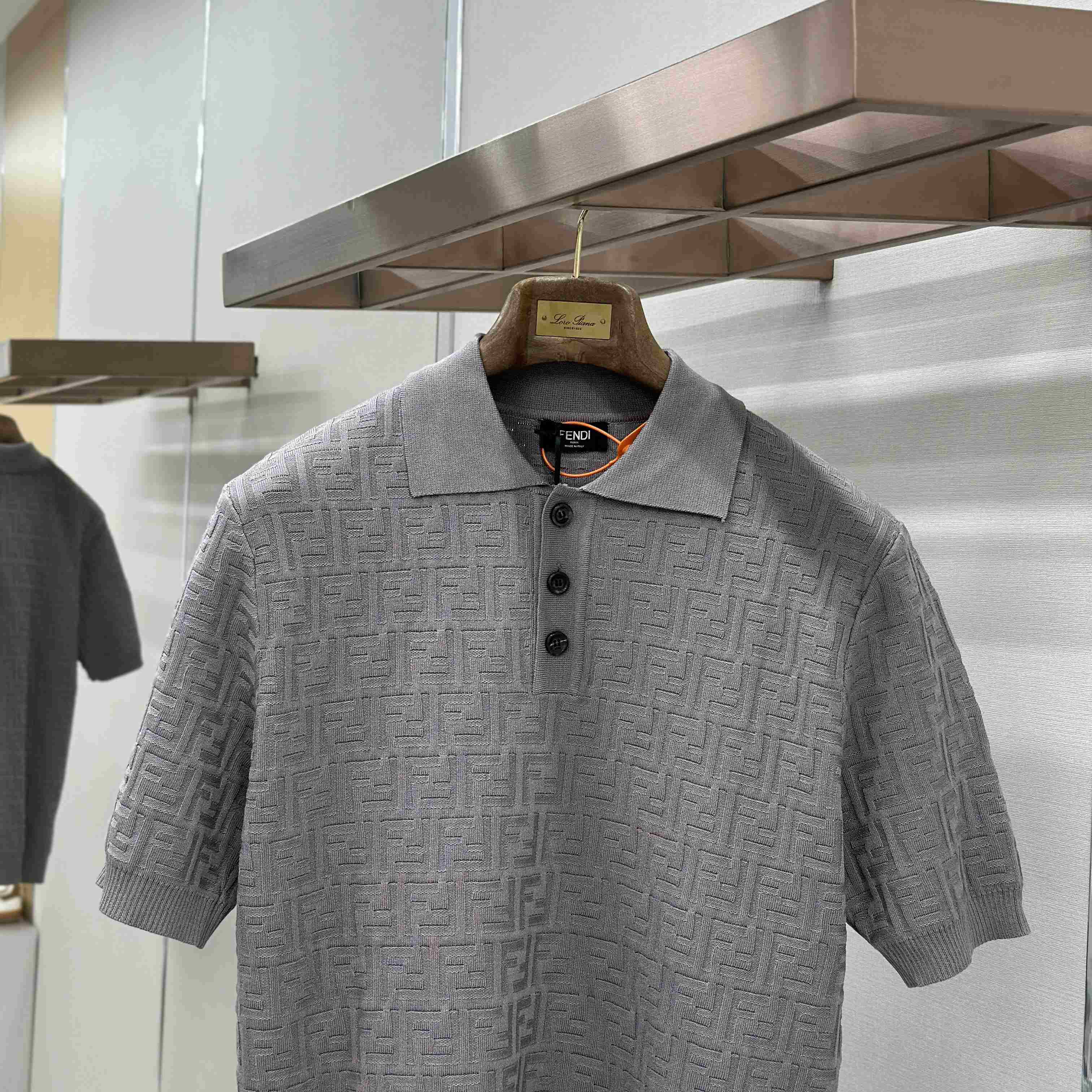 Fendi  Grey FF Cotton Polo Shirt  - DopestKickz
