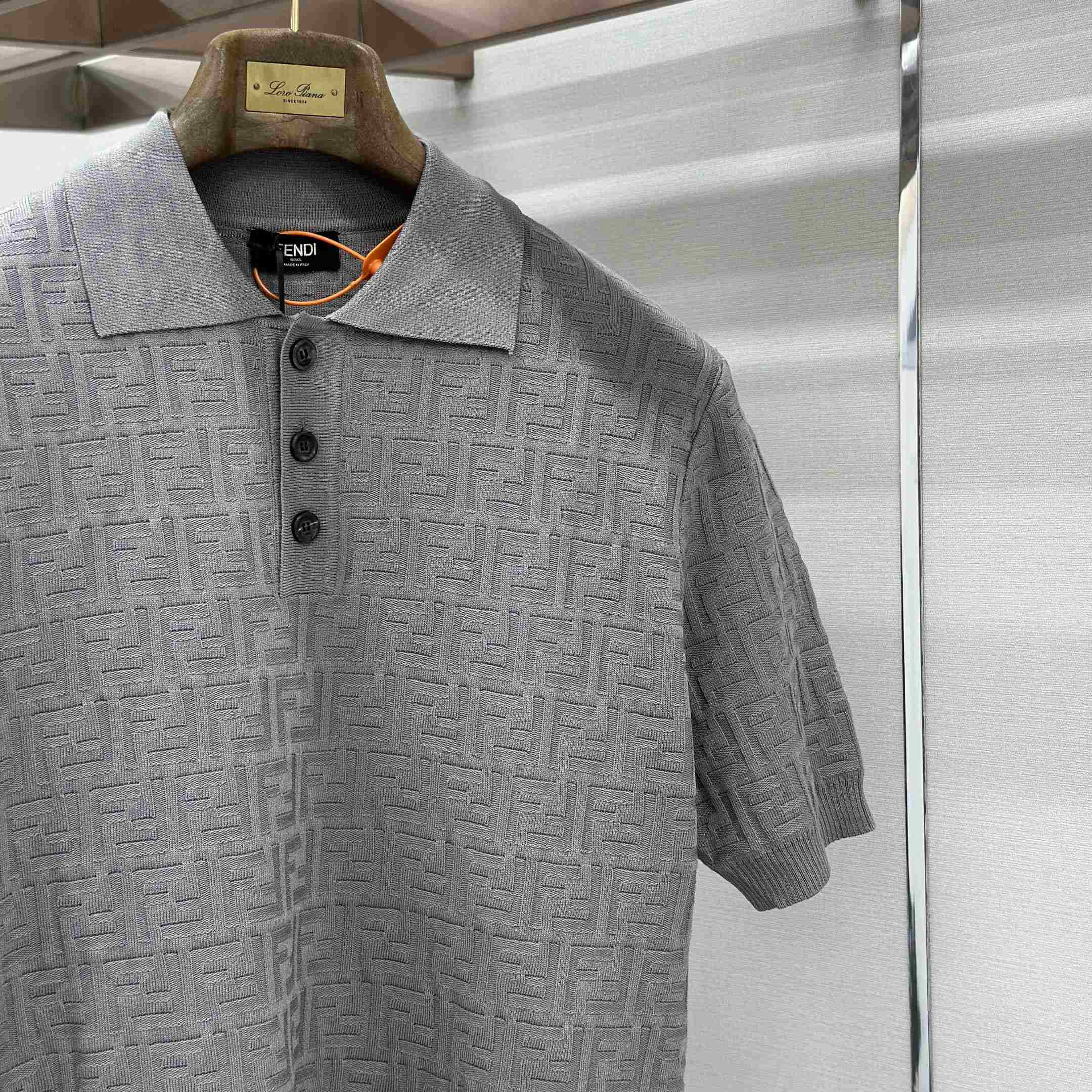 Fendi  Grey FF Cotton Polo Shirt  - DopestKickz