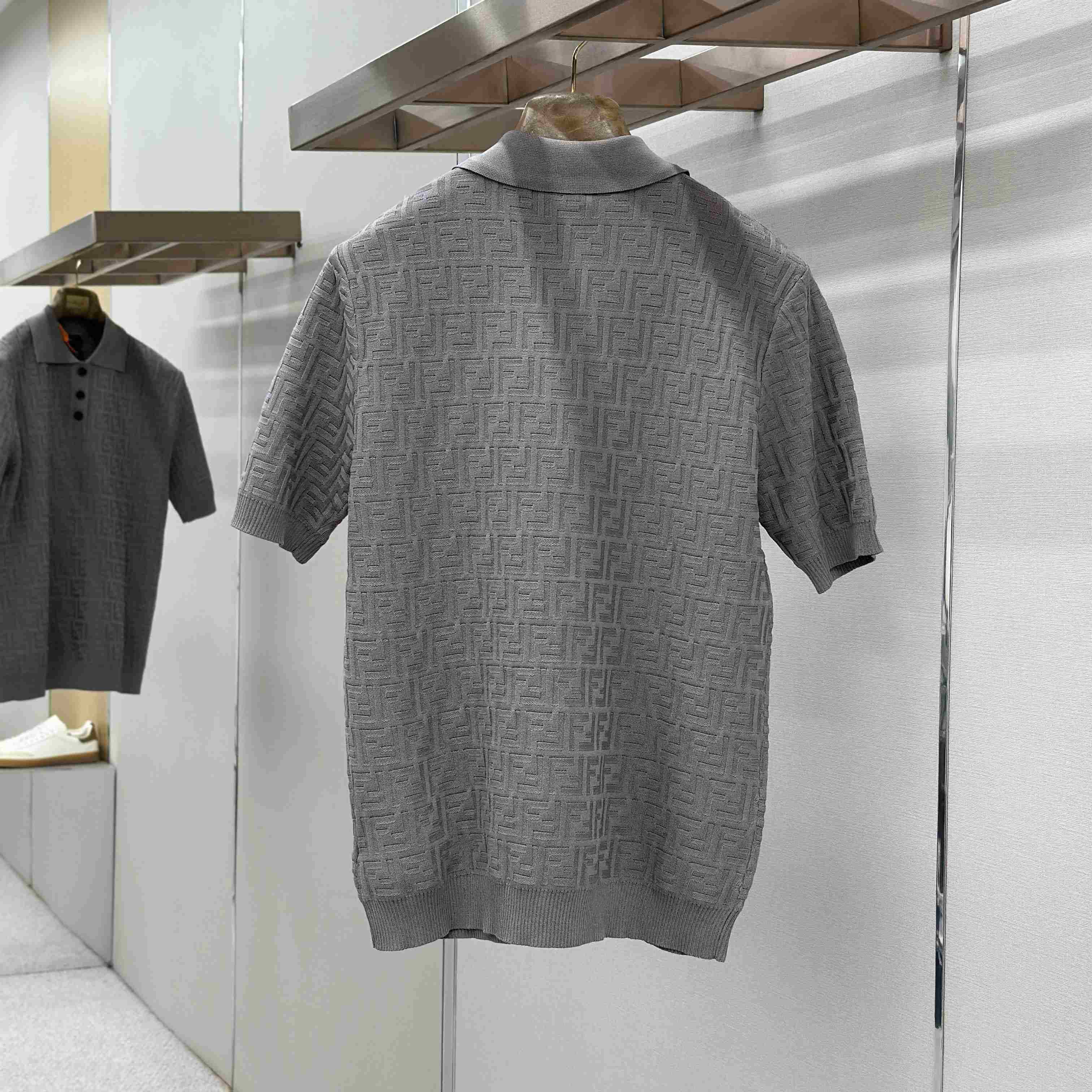 Fendi  Grey FF Cotton Polo Shirt  - DopestKickz