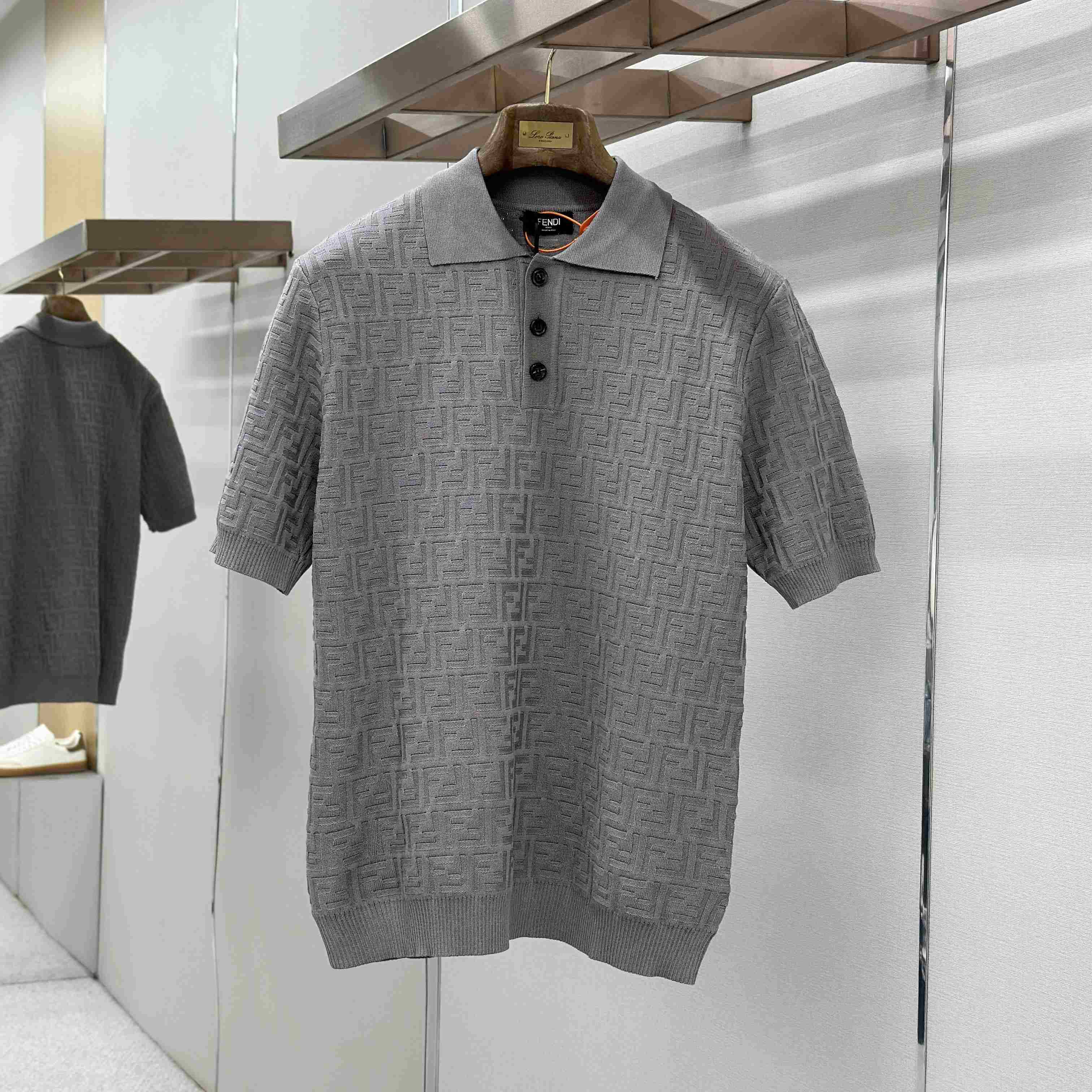Fendi  Grey FF Cotton Polo Shirt  - DopestKickz