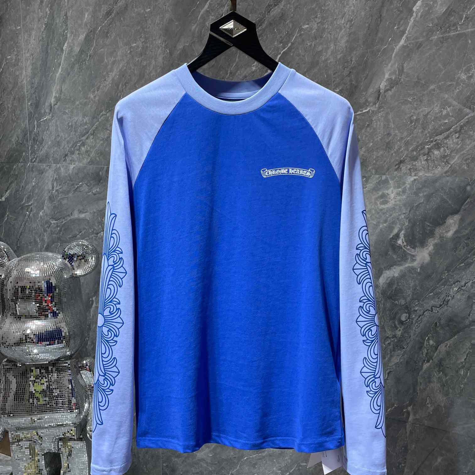 Chrome Hearts Horseshoe Baseball Shirt Blue - DopestKickz