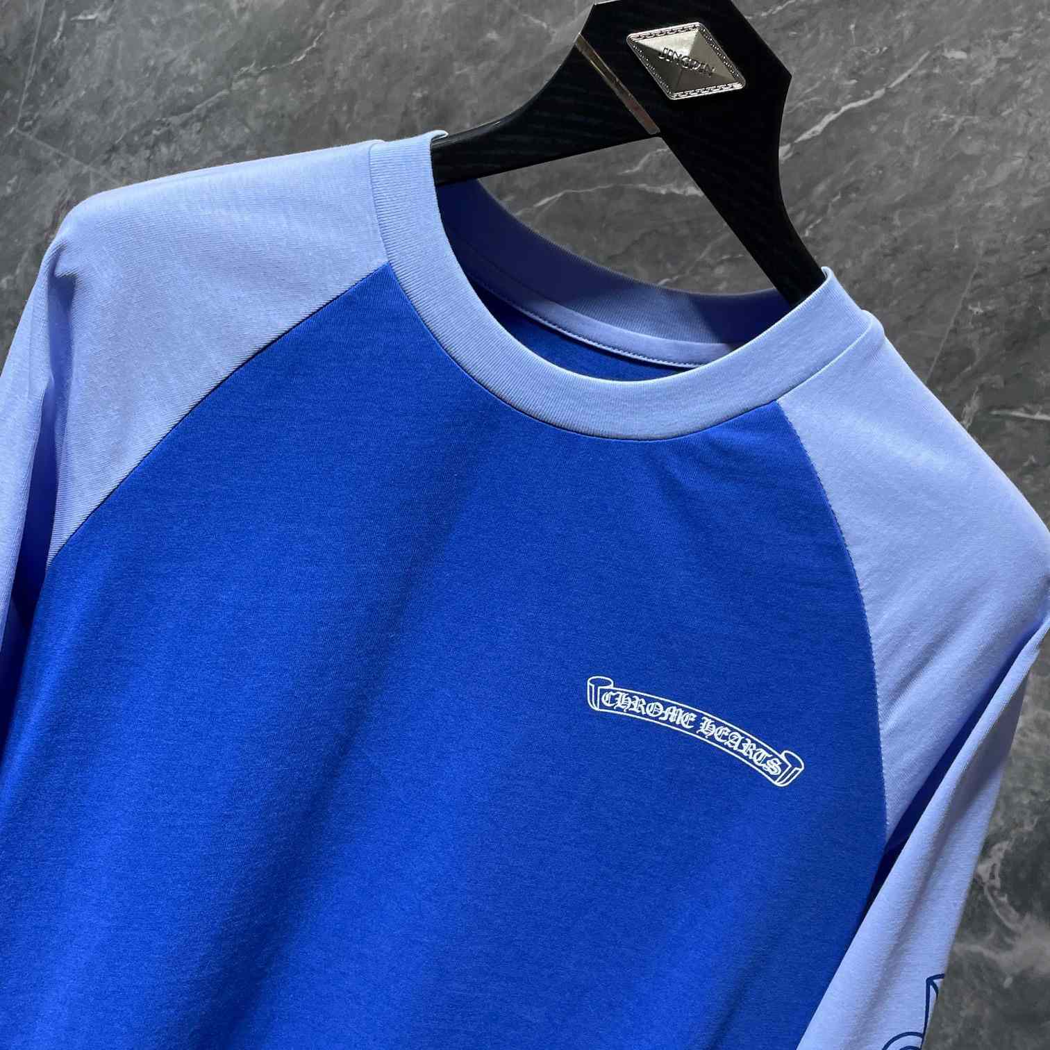 Chrome Hearts Horseshoe Baseball Shirt Blue - DopestKickz