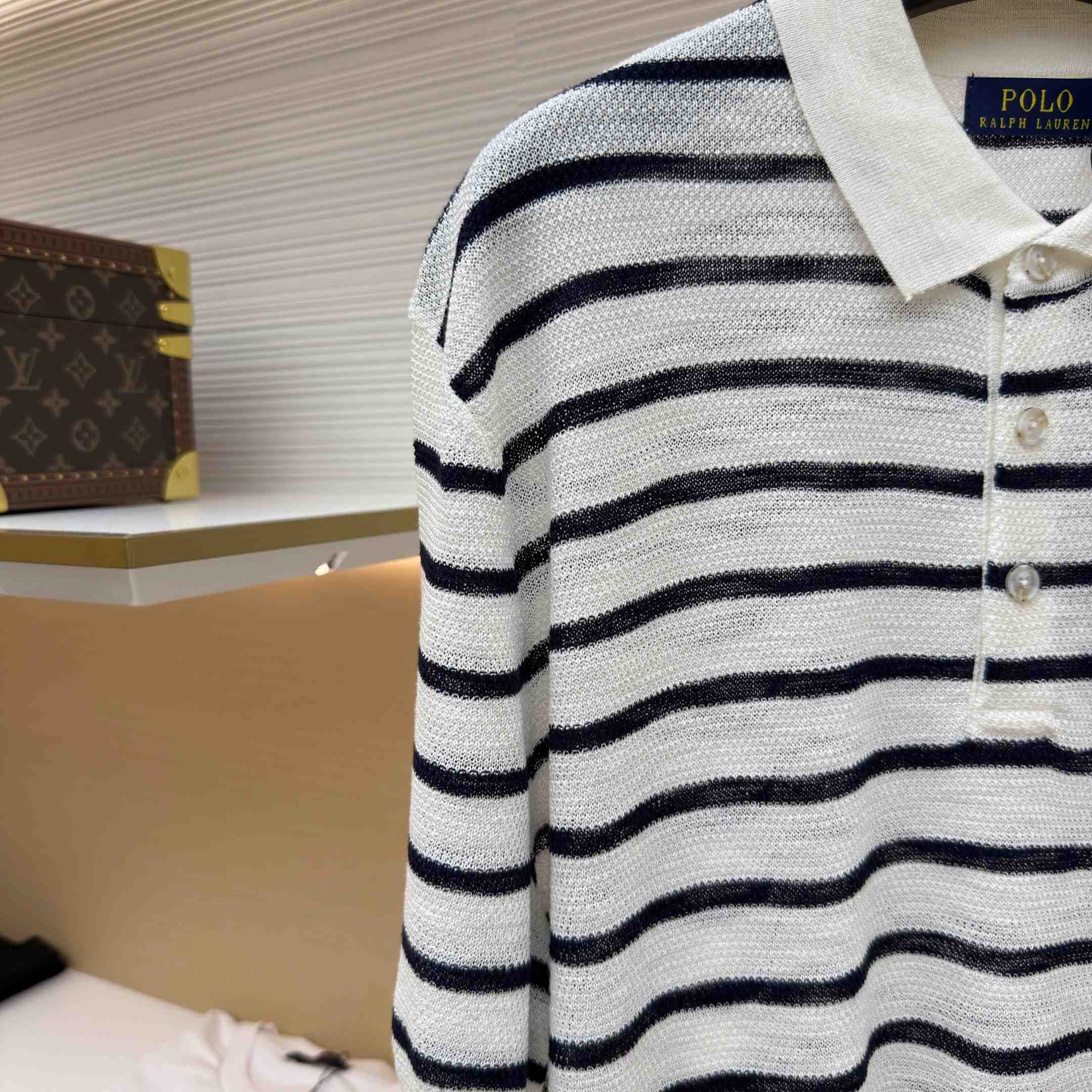 Ralph Lauren Striped Cotton-Linen Polo Sweater - DopestKickz