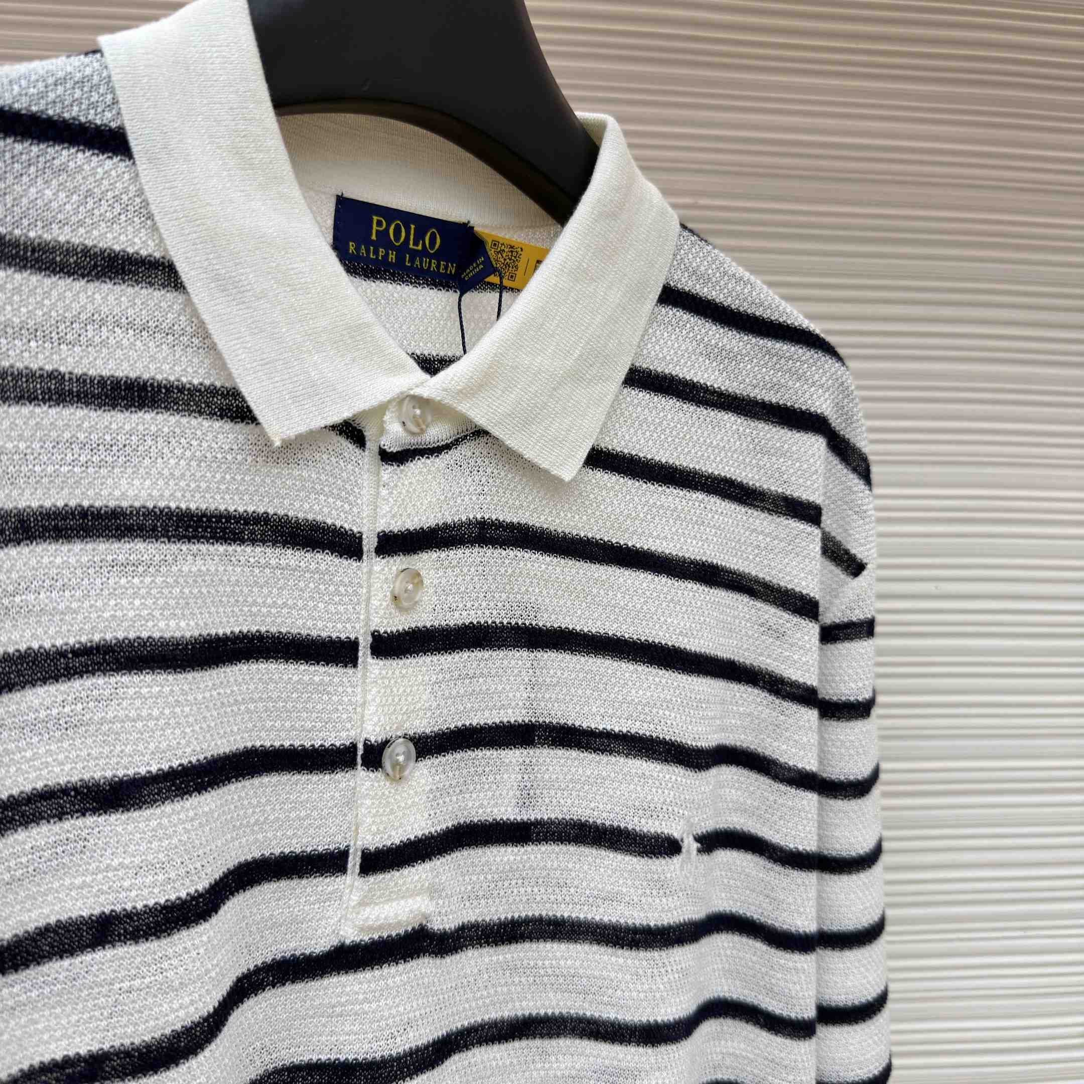 Ralph Lauren Striped Cotton-Linen Polo Sweater - DopestKickz