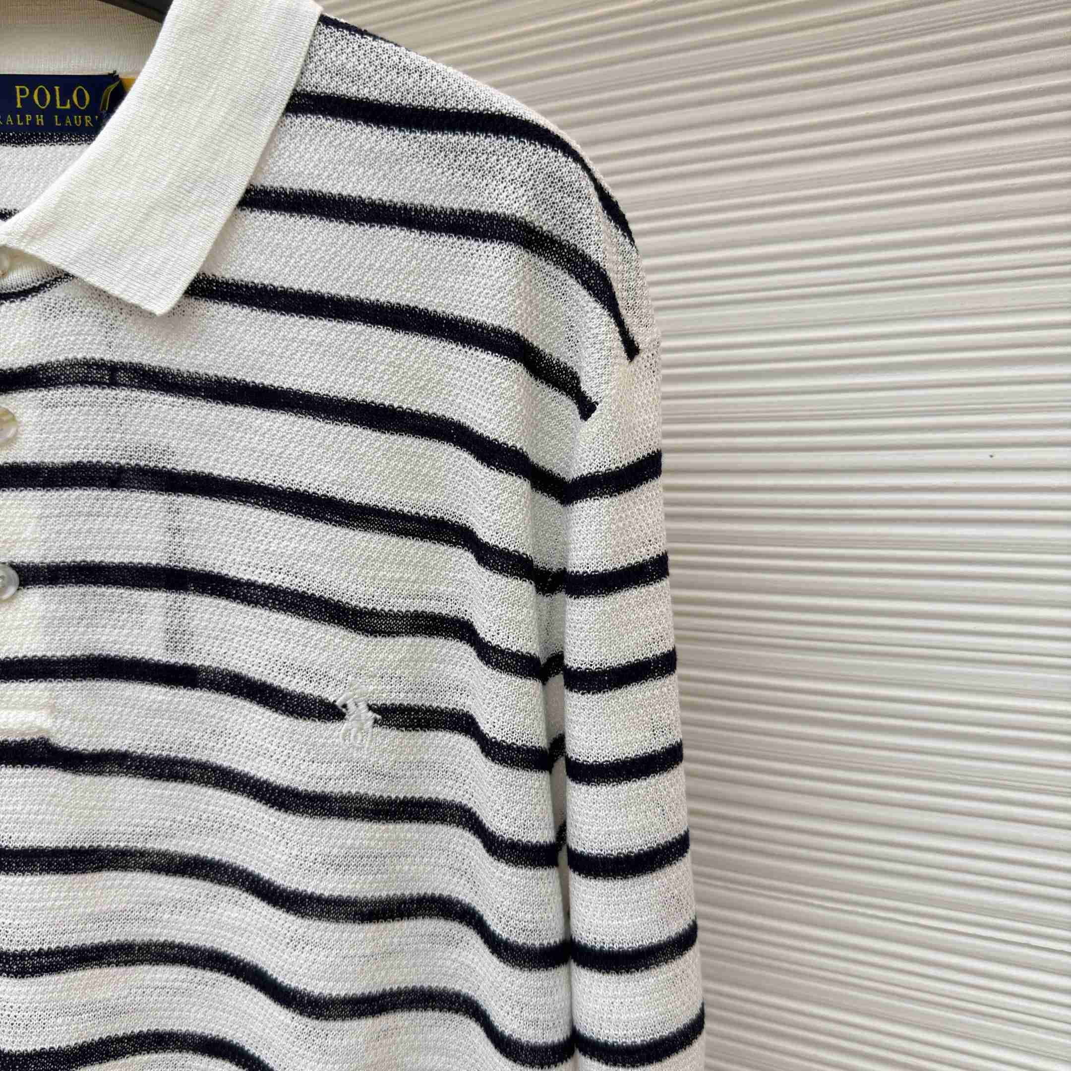 Ralph Lauren Striped Cotton-Linen Polo Sweater - DopestKickz