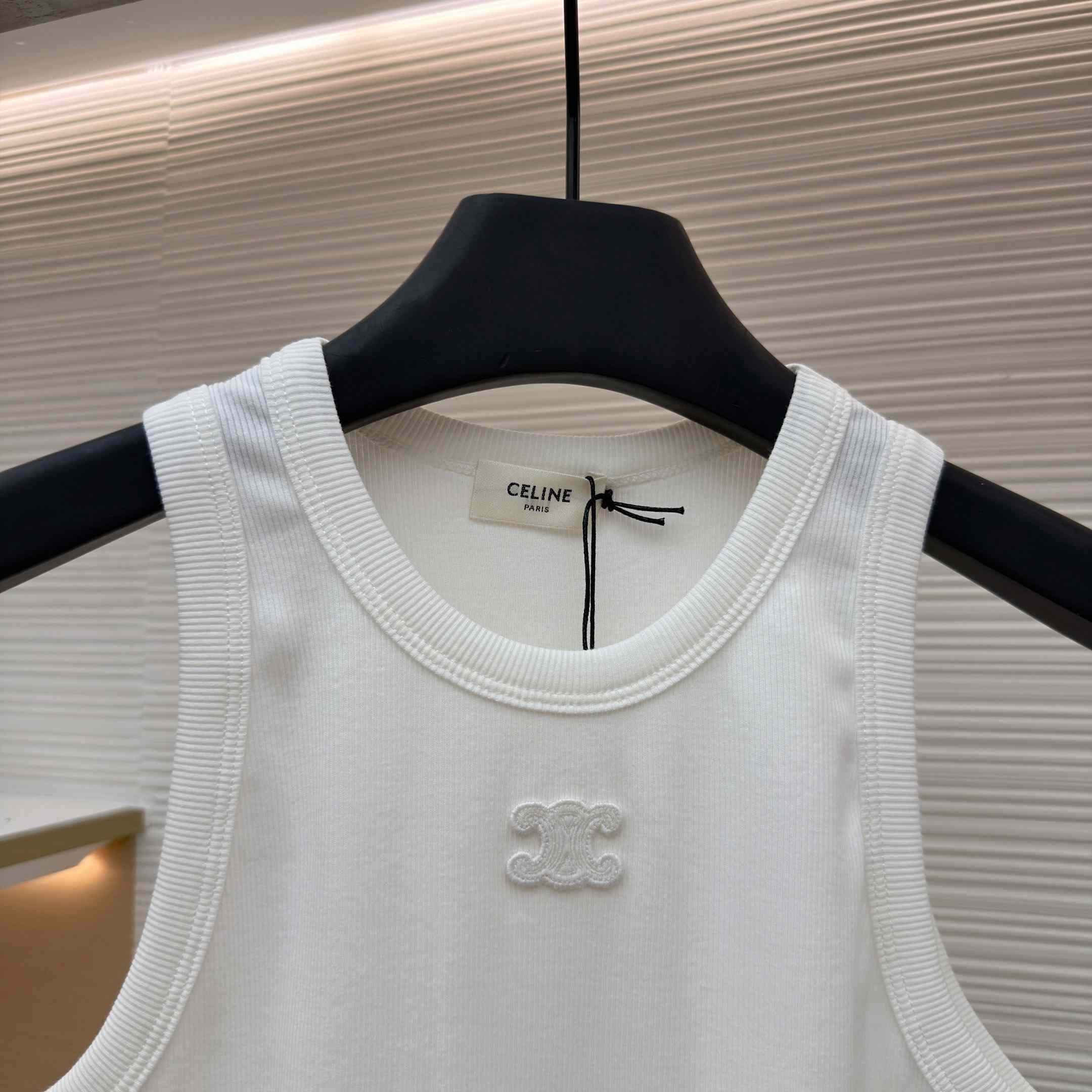 Celine Triomphe Tank Top In Ribbed Cotton - DopestKickz