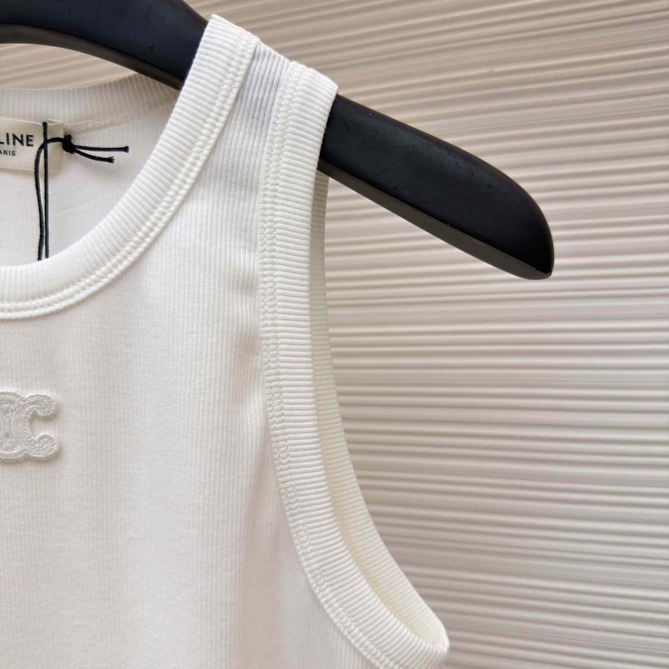 Celine Triomphe Tank Top In Ribbed Cotton - DopestKickz