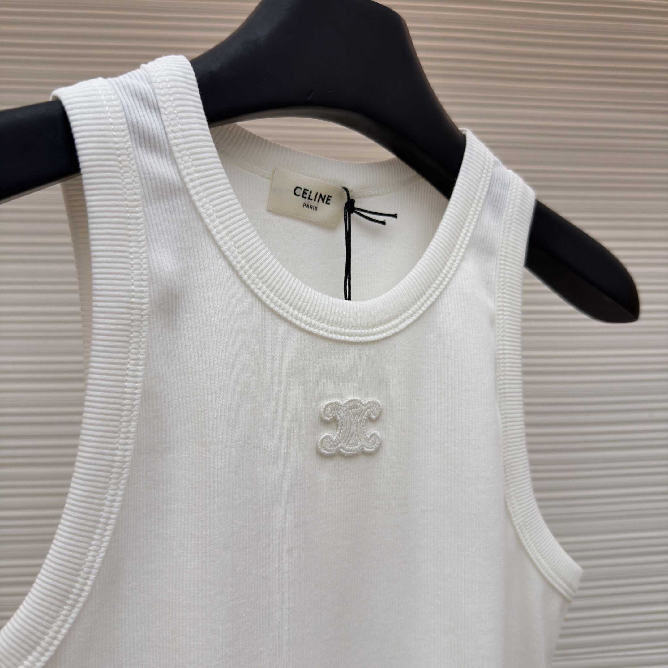 Celine Triomphe Tank Top In Ribbed Cotton - DopestKickz
