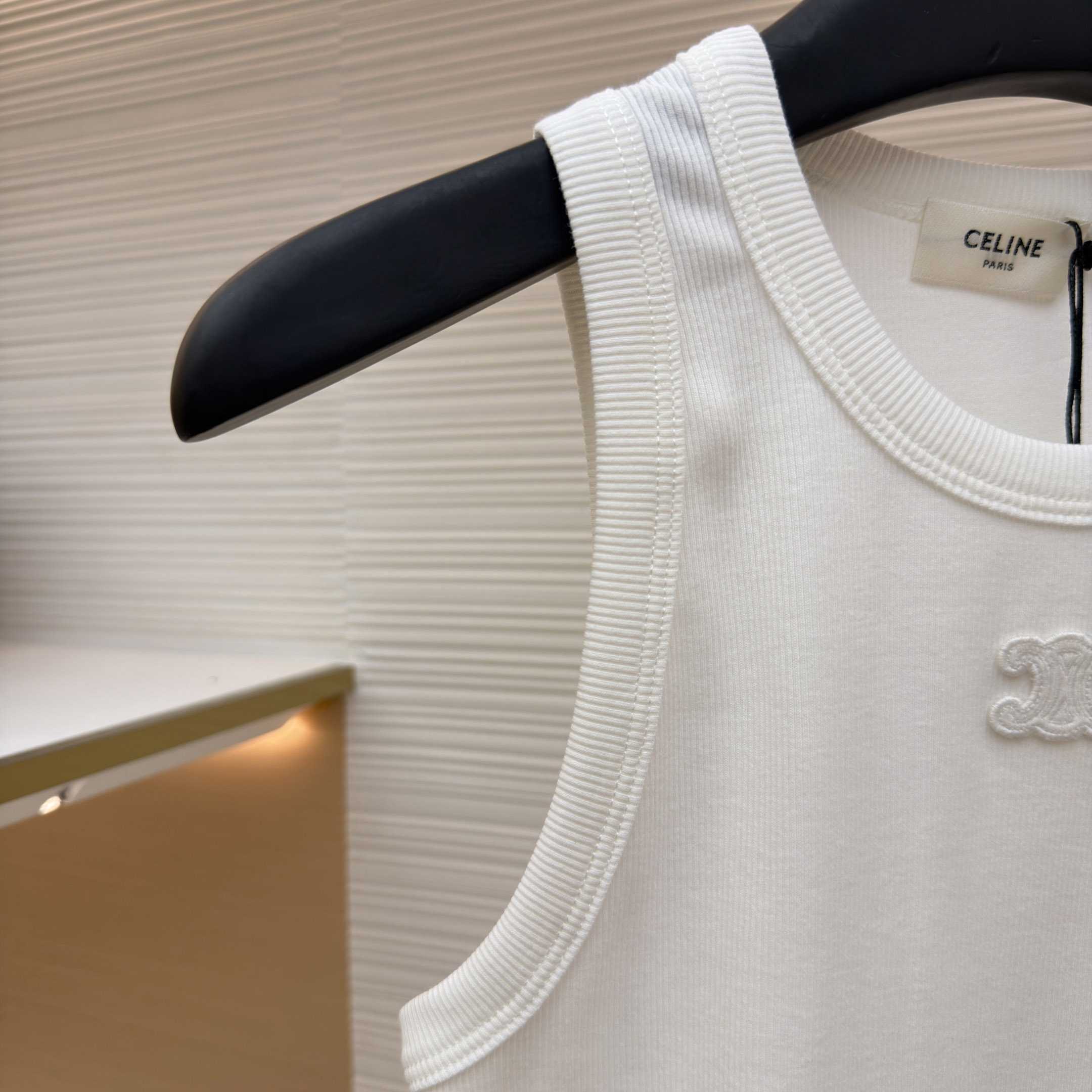 Celine Triomphe Tank Top In Ribbed Cotton - DopestKickz