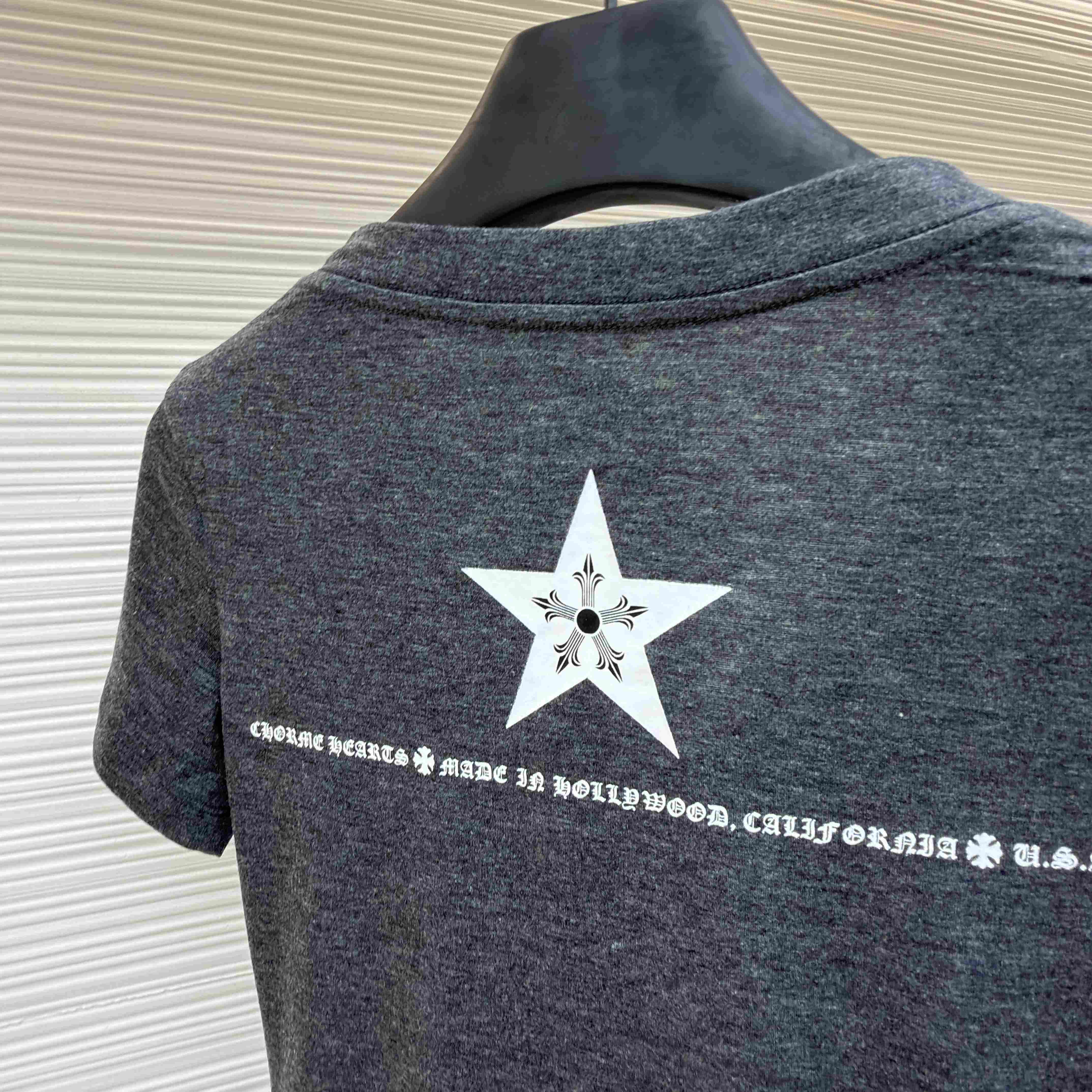 Chrome Hearts Multi-Star V-Neck T-Shirt - Grey  - DopestKickz