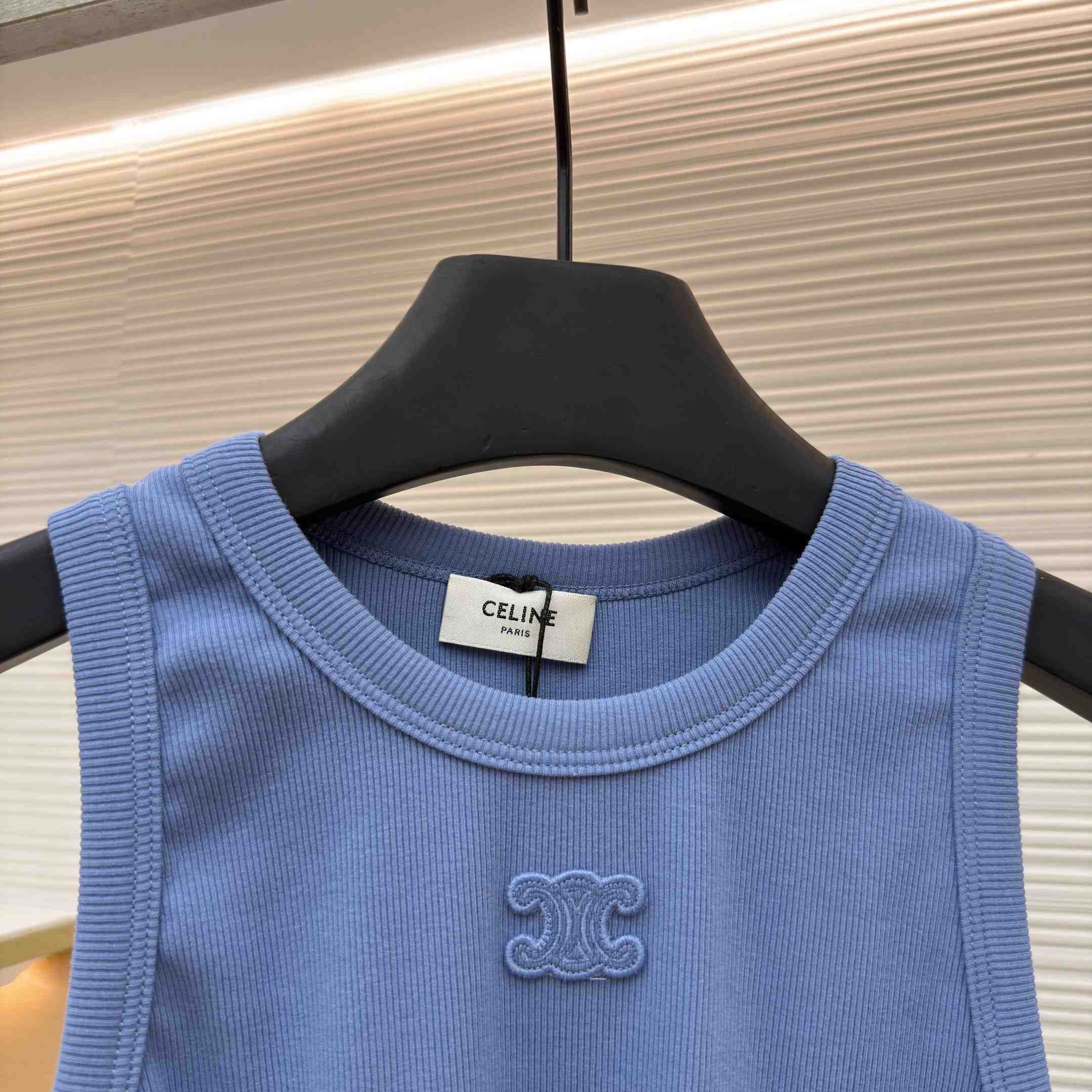 Celine Triomphe Tank Top In Ribbed Cotton - DopestKickz