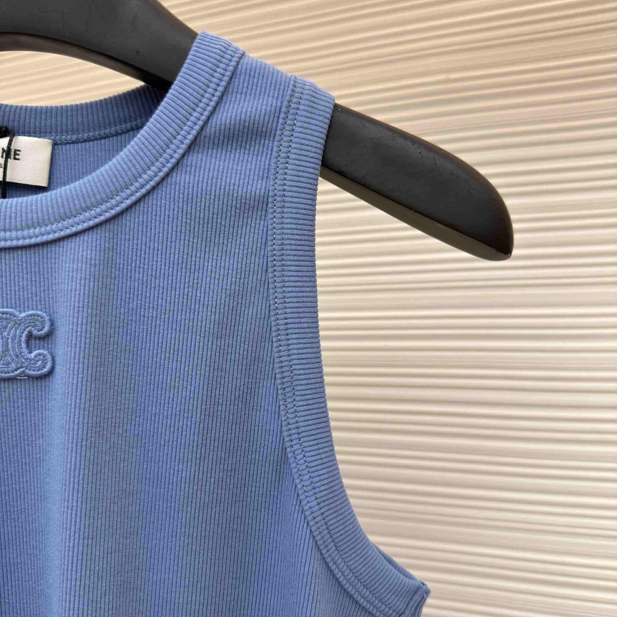 Celine Triomphe Tank Top In Ribbed Cotton - DopestKickz