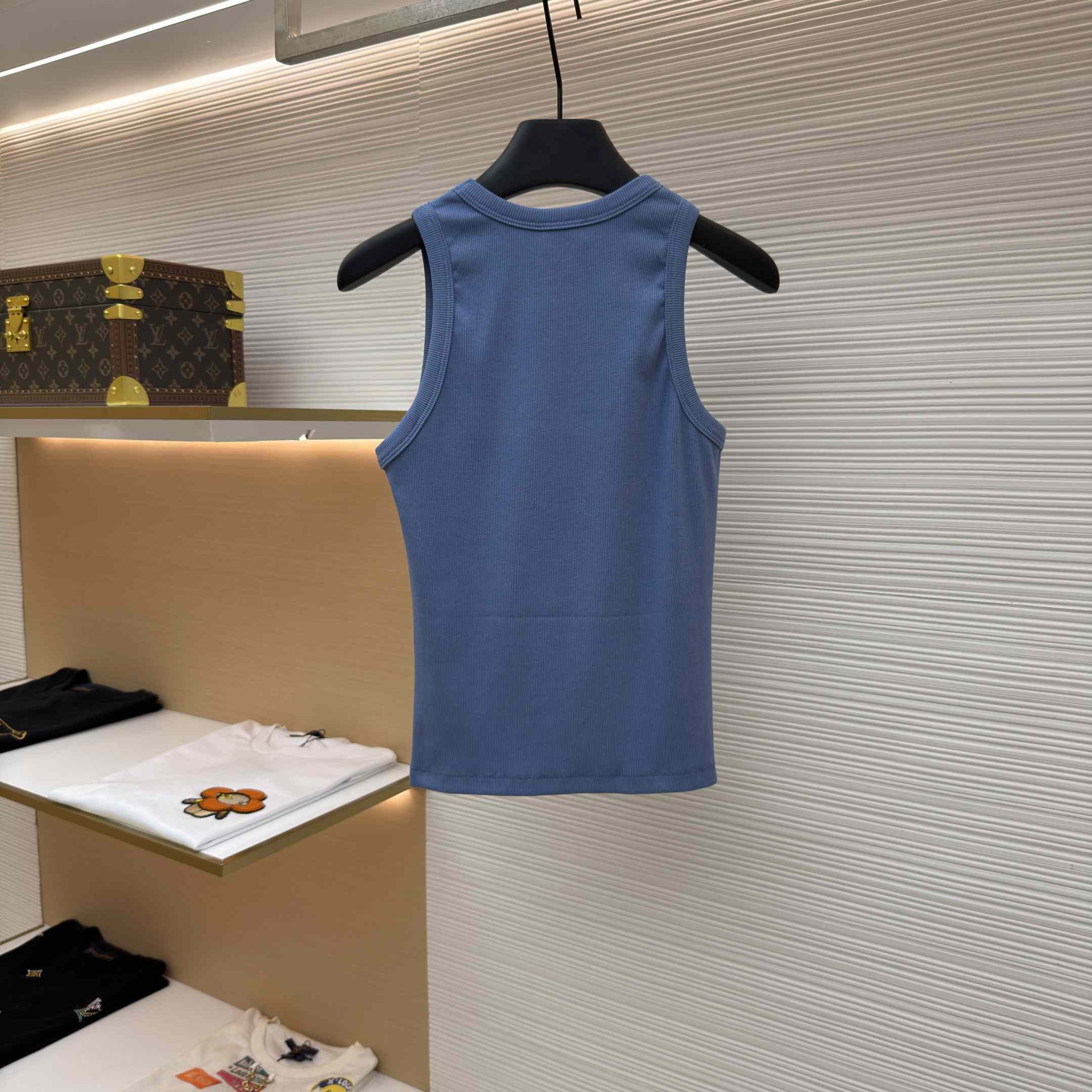Celine Triomphe Tank Top In Ribbed Cotton - DopestKickz