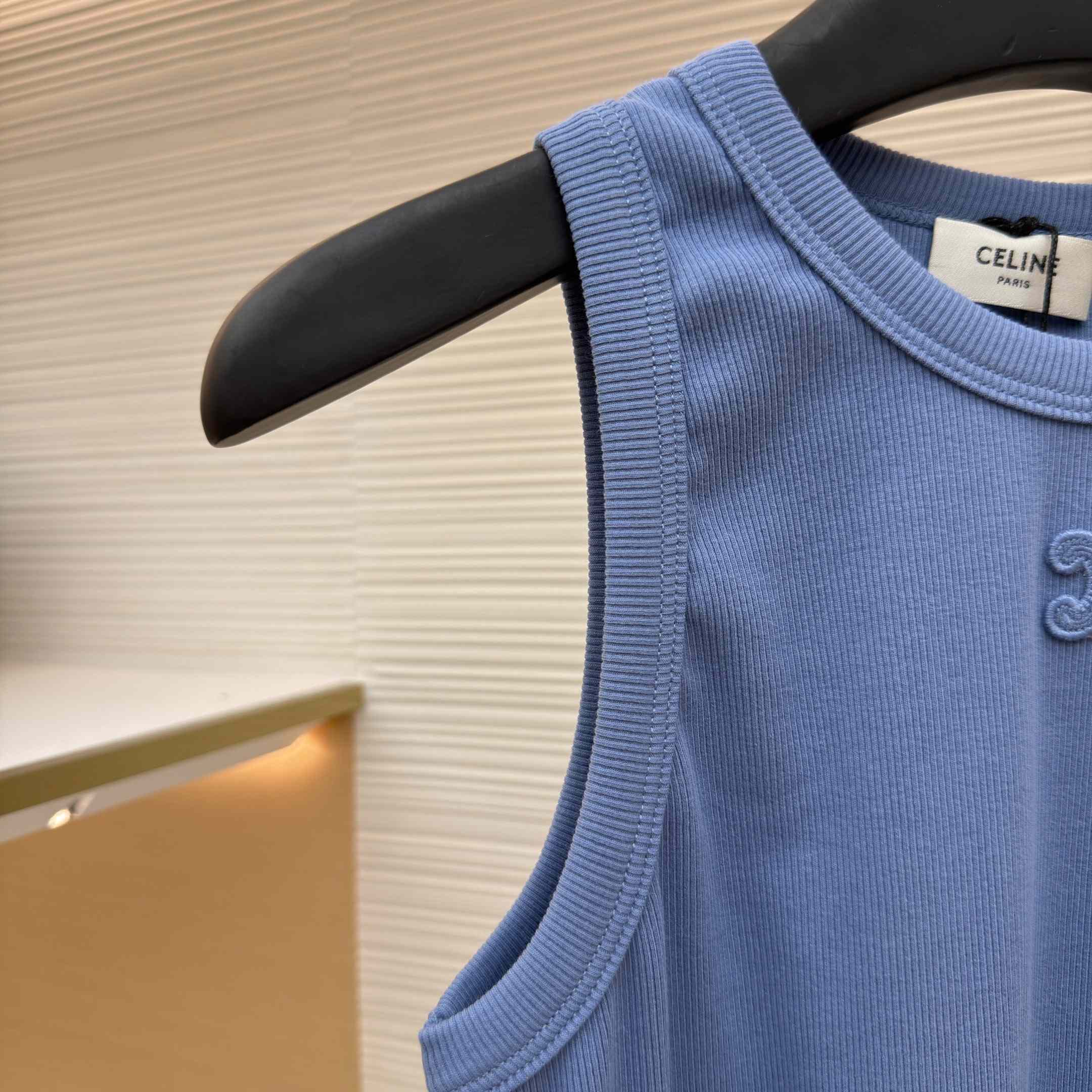 Celine Triomphe Tank Top In Ribbed Cotton - DopestKickz