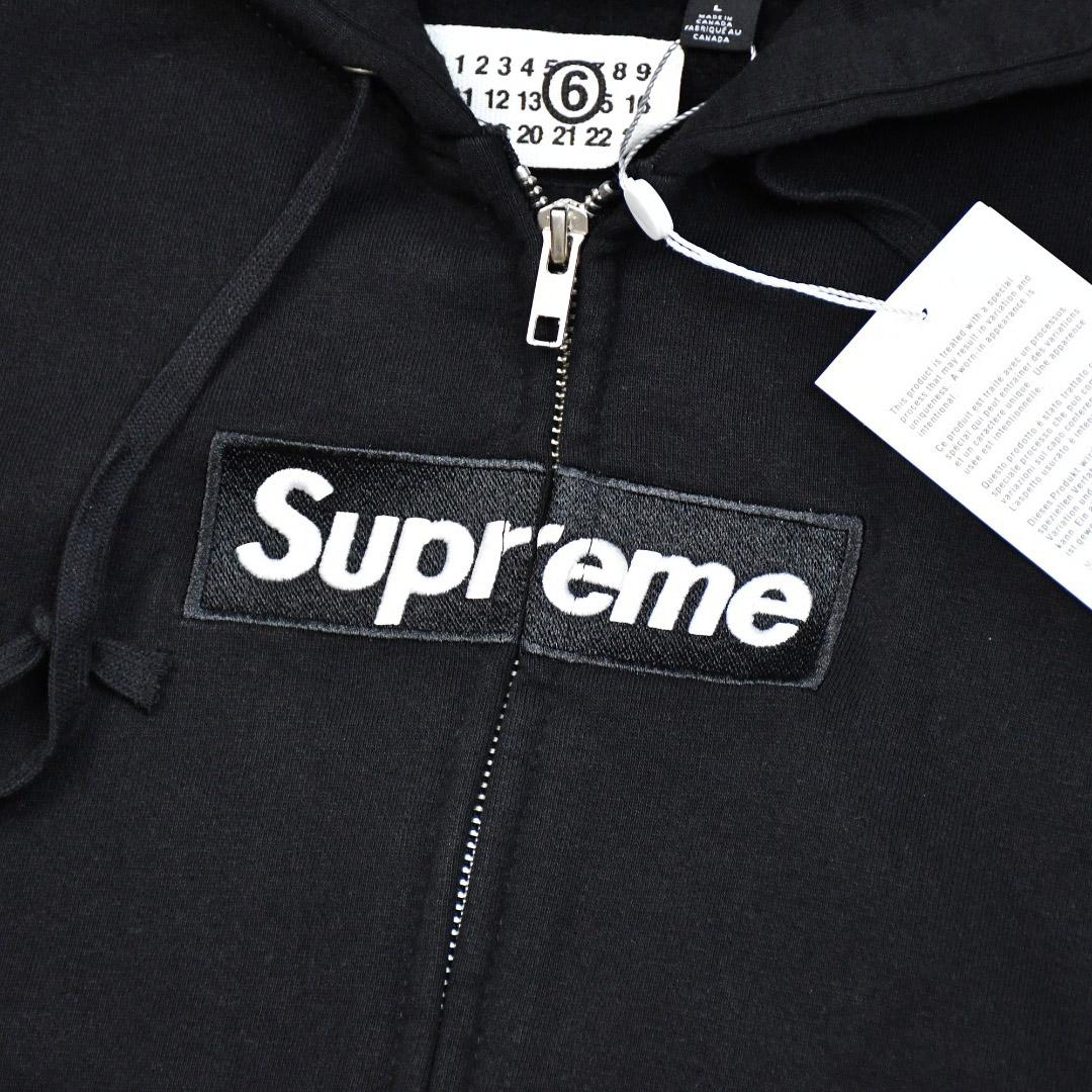 Supreme x MM6 Maison Margiela Box Logo Zip Up Hooded Sweatshirt 'Black' - DopestKickz