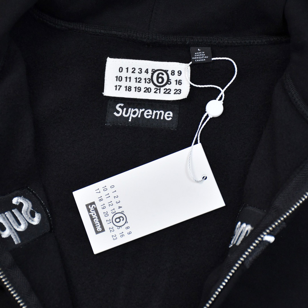 Supreme x MM6 Maison Margiela Box Logo Zip Up Hooded Sweatshirt 'Black' - DopestKickz