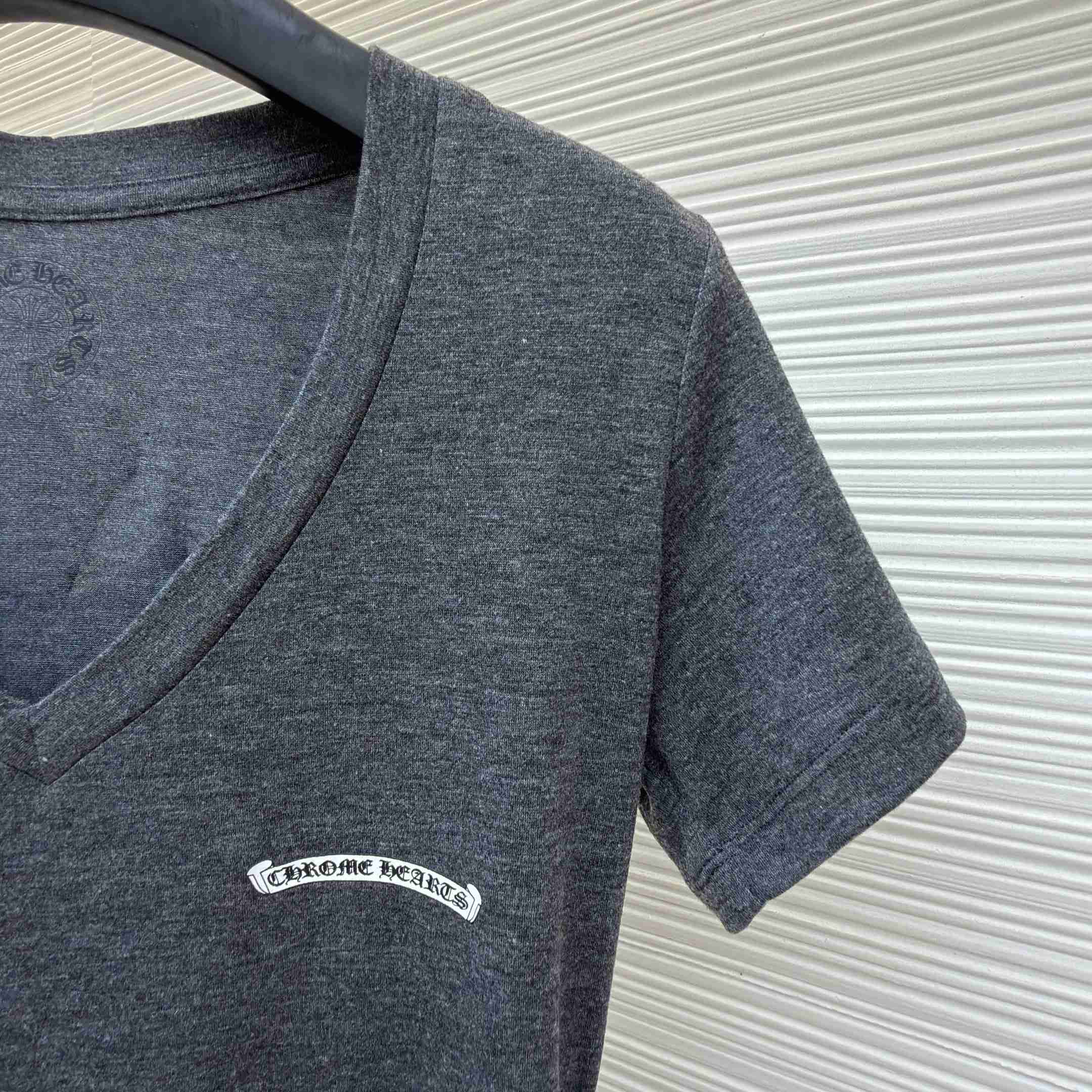 Chrome Hearts V Neck Cemetery Cross T-Shirt - DopestKickz