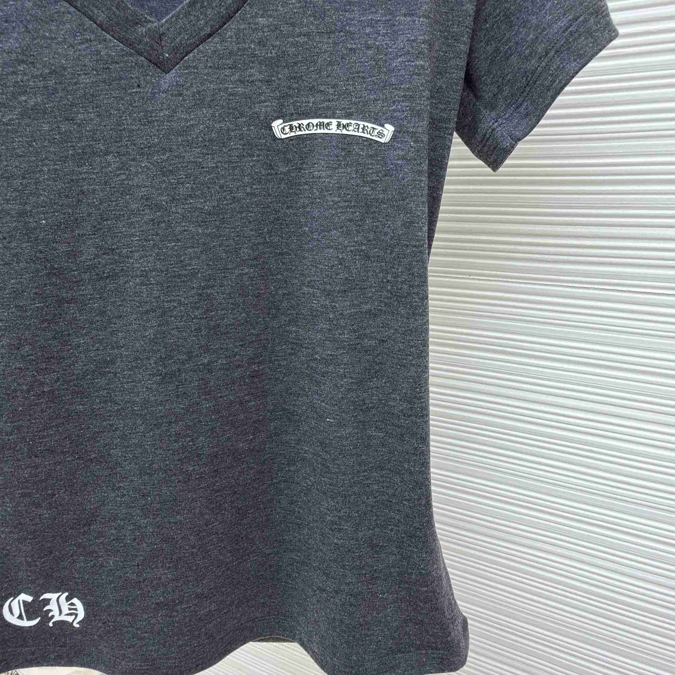Chrome Hearts V Neck Cemetery Cross T-Shirt - DopestKickz